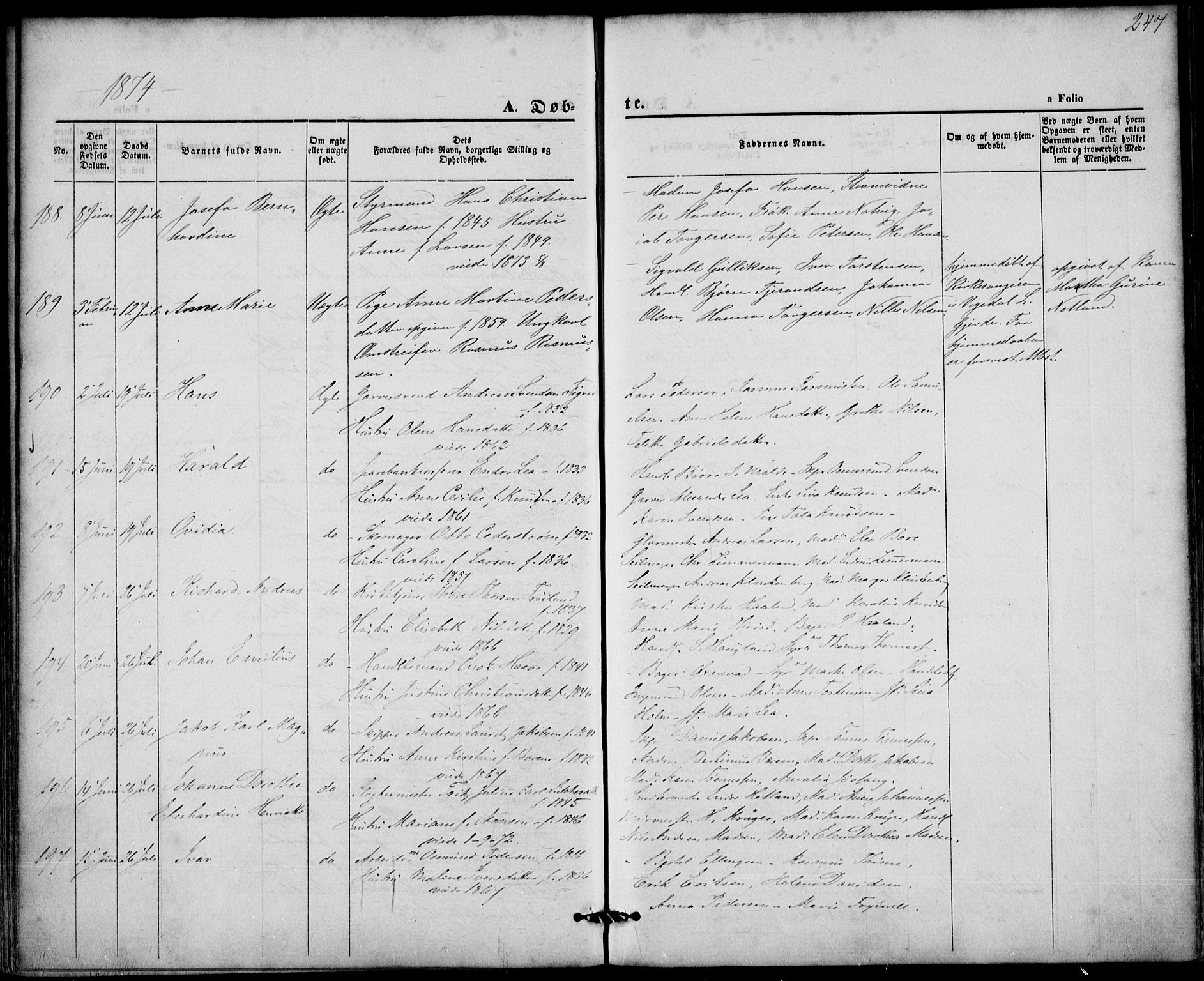 St. Petri sokneprestkontor, SAST/A-101813/001/30/30BA/L0008: Parish register (official) no. A 8, 1868-1876, p. 247