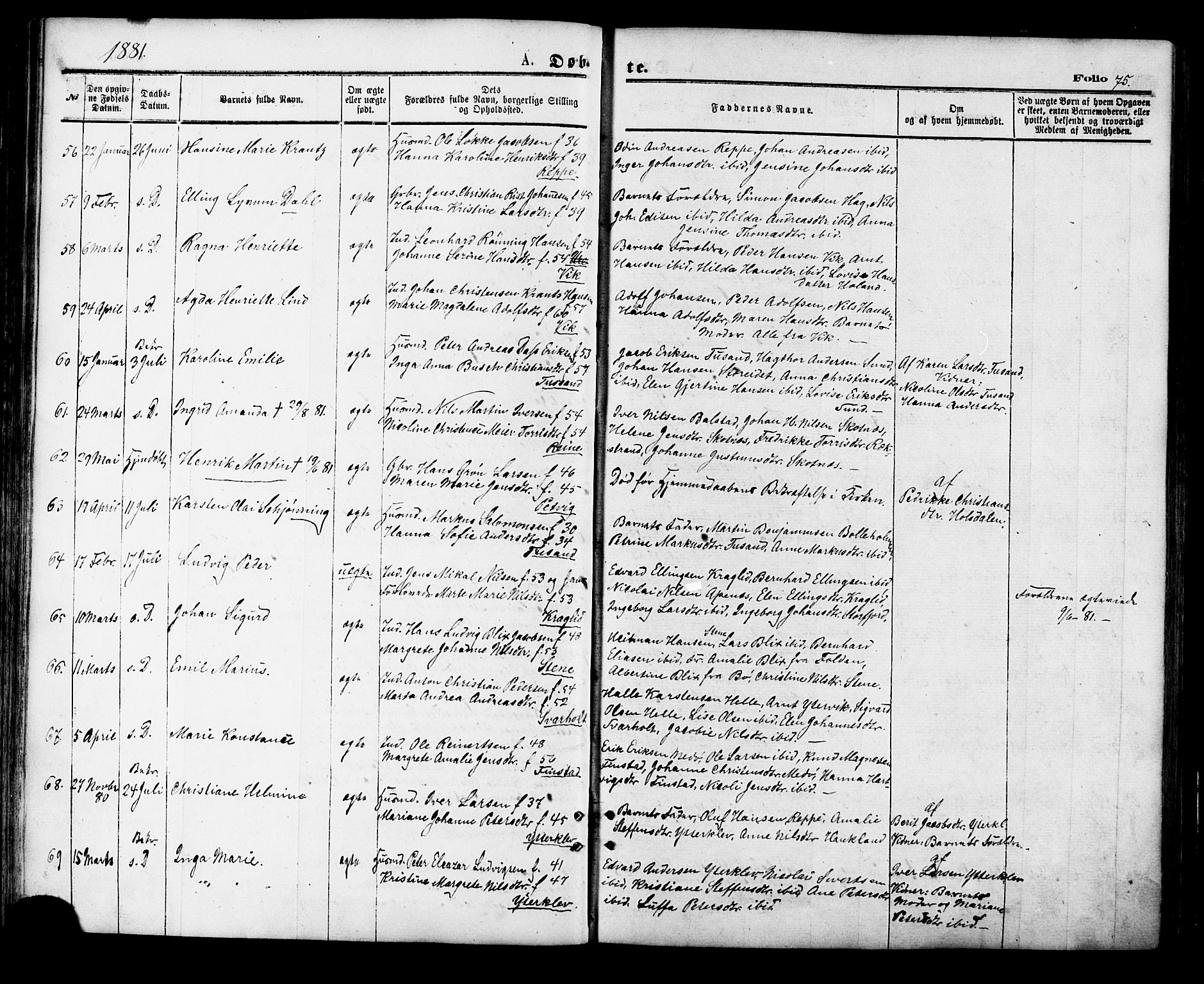 Ministerialprotokoller, klokkerbøker og fødselsregistre - Nordland, AV/SAT-A-1459/881/L1166: Parish register (copy) no. 881C03, 1876-1885, p. 75