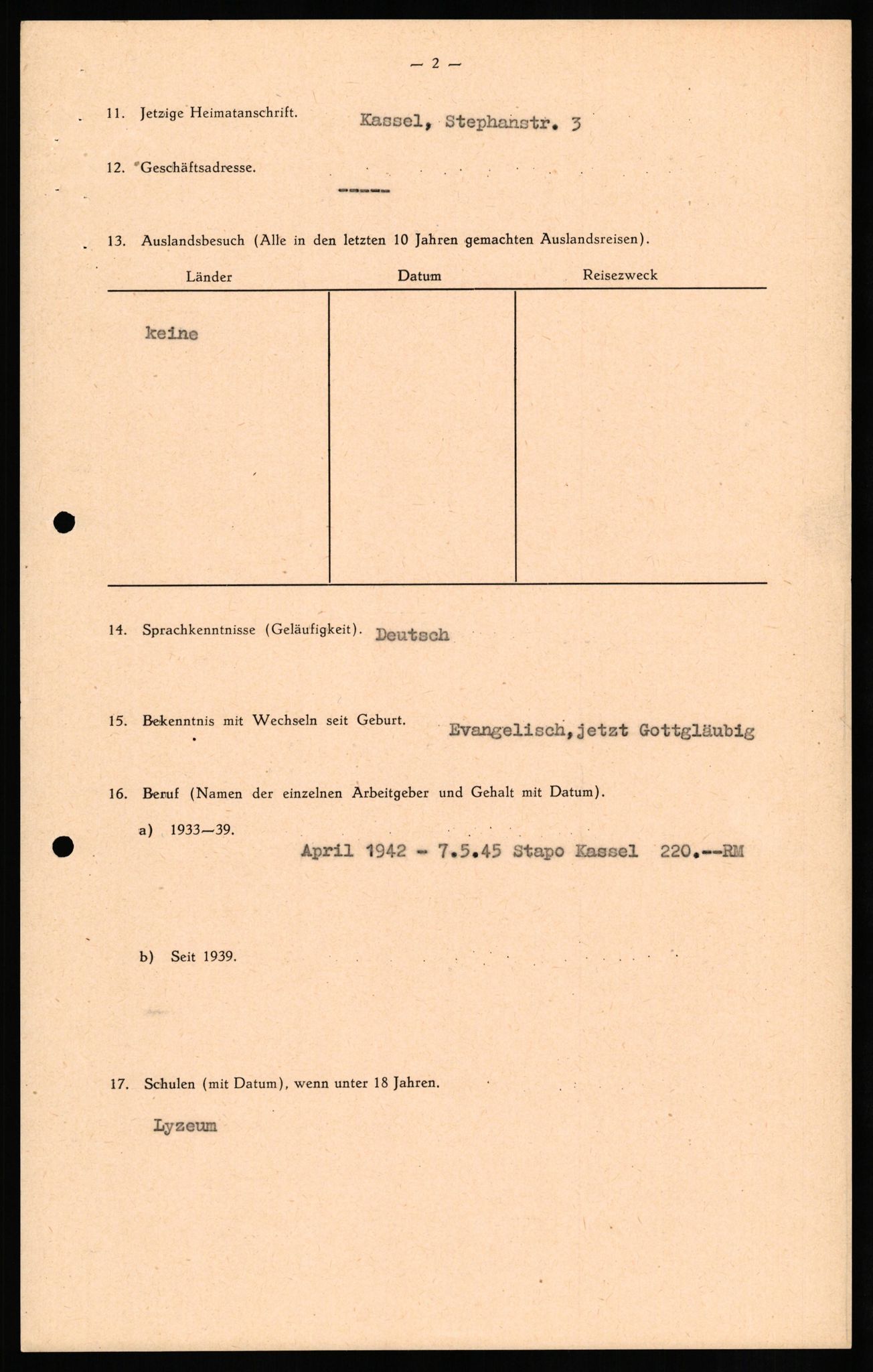 Forsvaret, Forsvarets overkommando II, AV/RA-RAFA-3915/D/Db/L0026: CI Questionaires. Tyske okkupasjonsstyrker i Norge. Tyskere., 1945-1946, p. 538