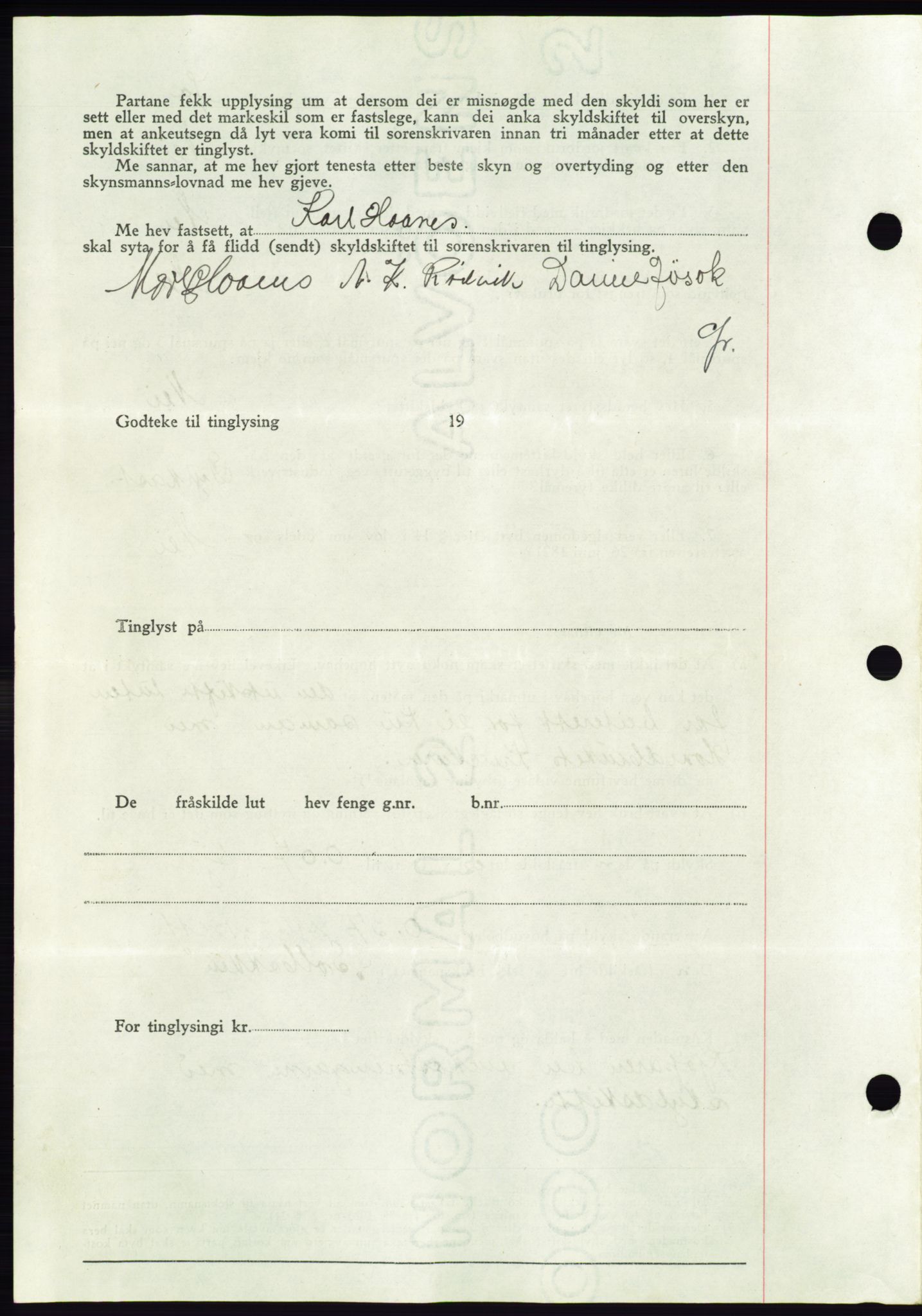 Søre Sunnmøre sorenskriveri, AV/SAT-A-4122/1/2/2C/L0075: Mortgage book no. 1A, 1943-1943, Diary no: : 227/1943