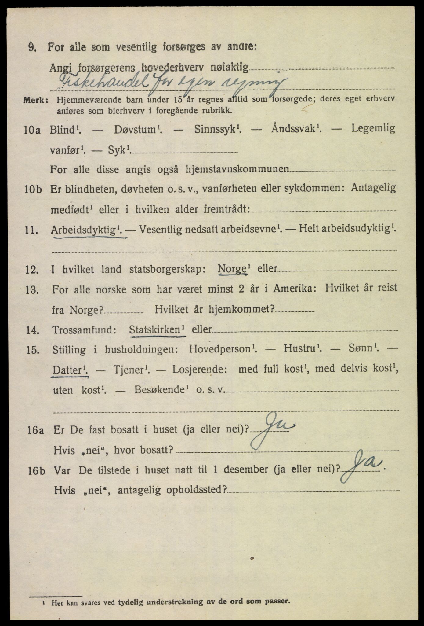SAK, 1920 census for Lyngdal, 1920, p. 1928
