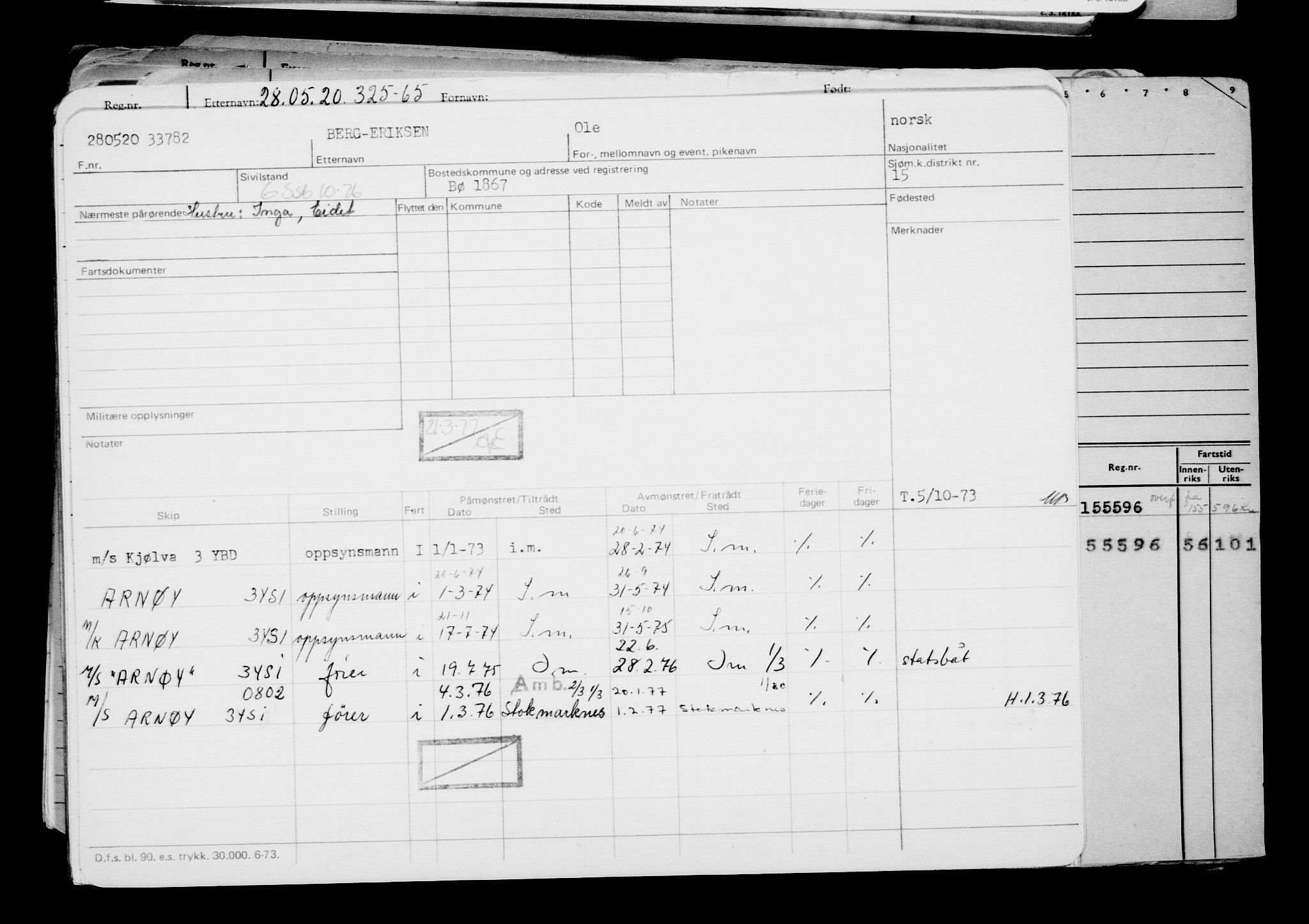 Direktoratet for sjømenn, RA/S-3545/G/Gb/L0181: Hovedkort, 1920, p. 364