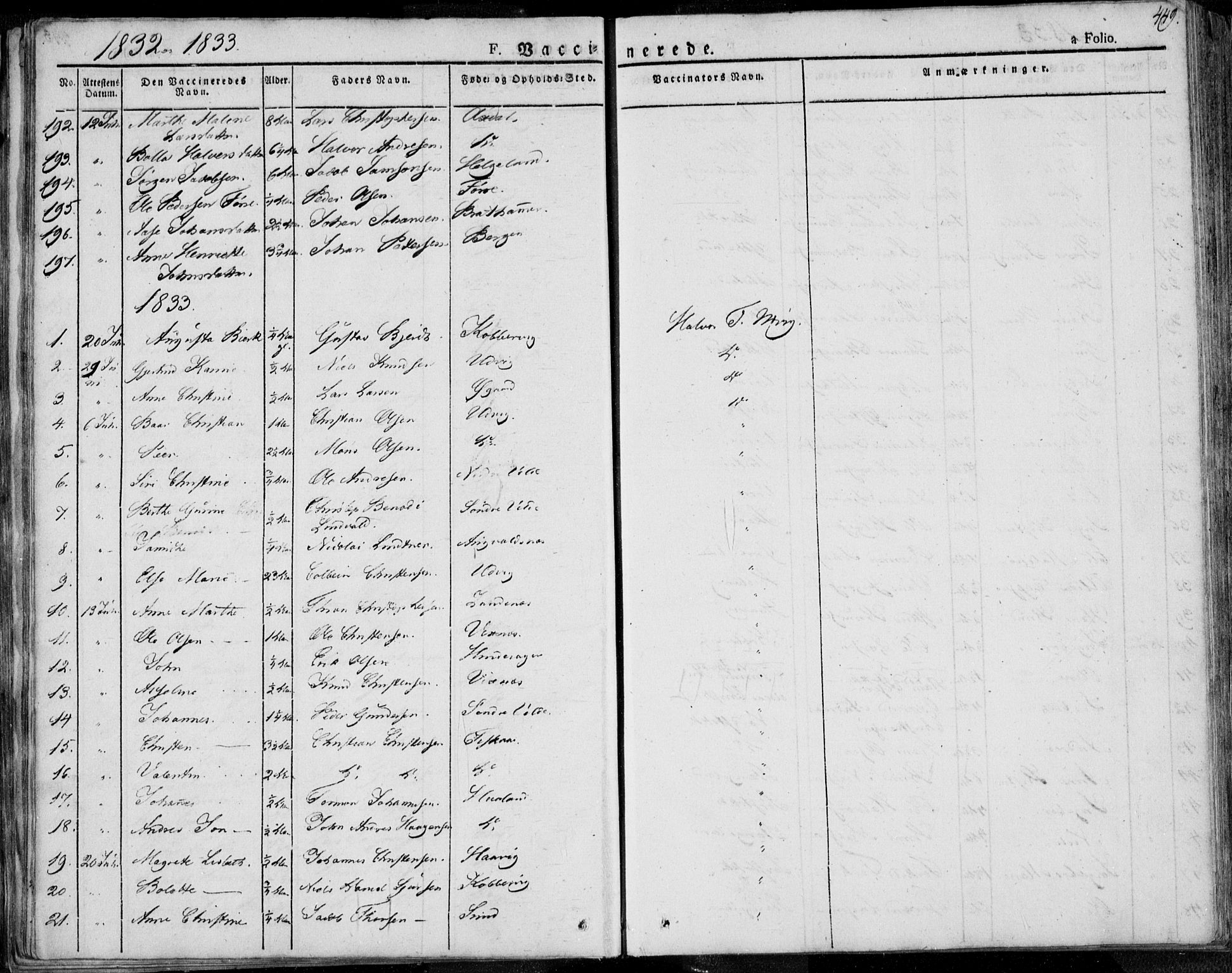 Avaldsnes sokneprestkontor, SAST/A -101851/H/Ha/Haa/L0005: Parish register (official) no. A 5.2, 1825-1841, p. 449