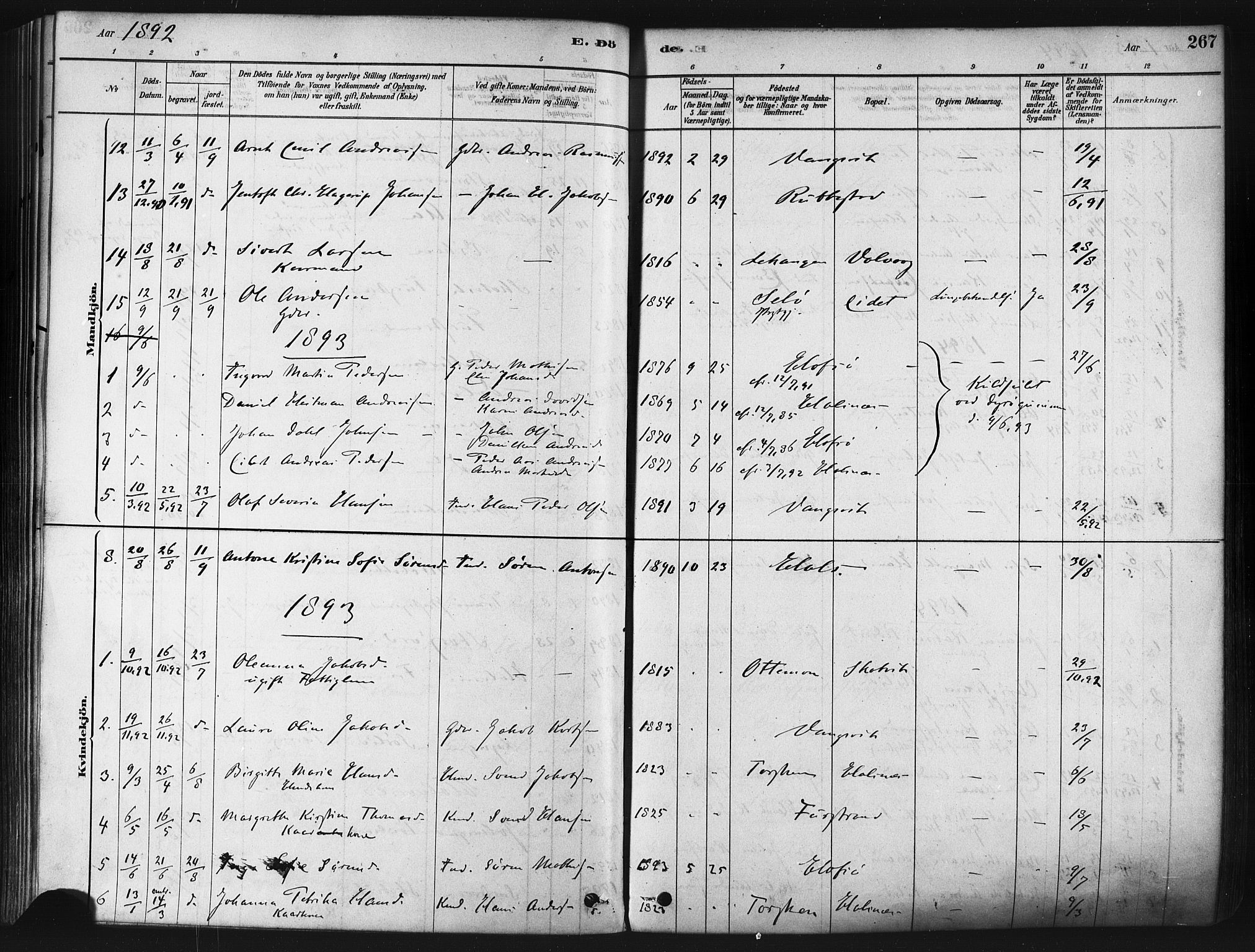 Tranøy sokneprestkontor, SATØ/S-1313/I/Ia/Iaa/L0009kirke: Parish register (official) no. 9, 1878-1904, p. 267