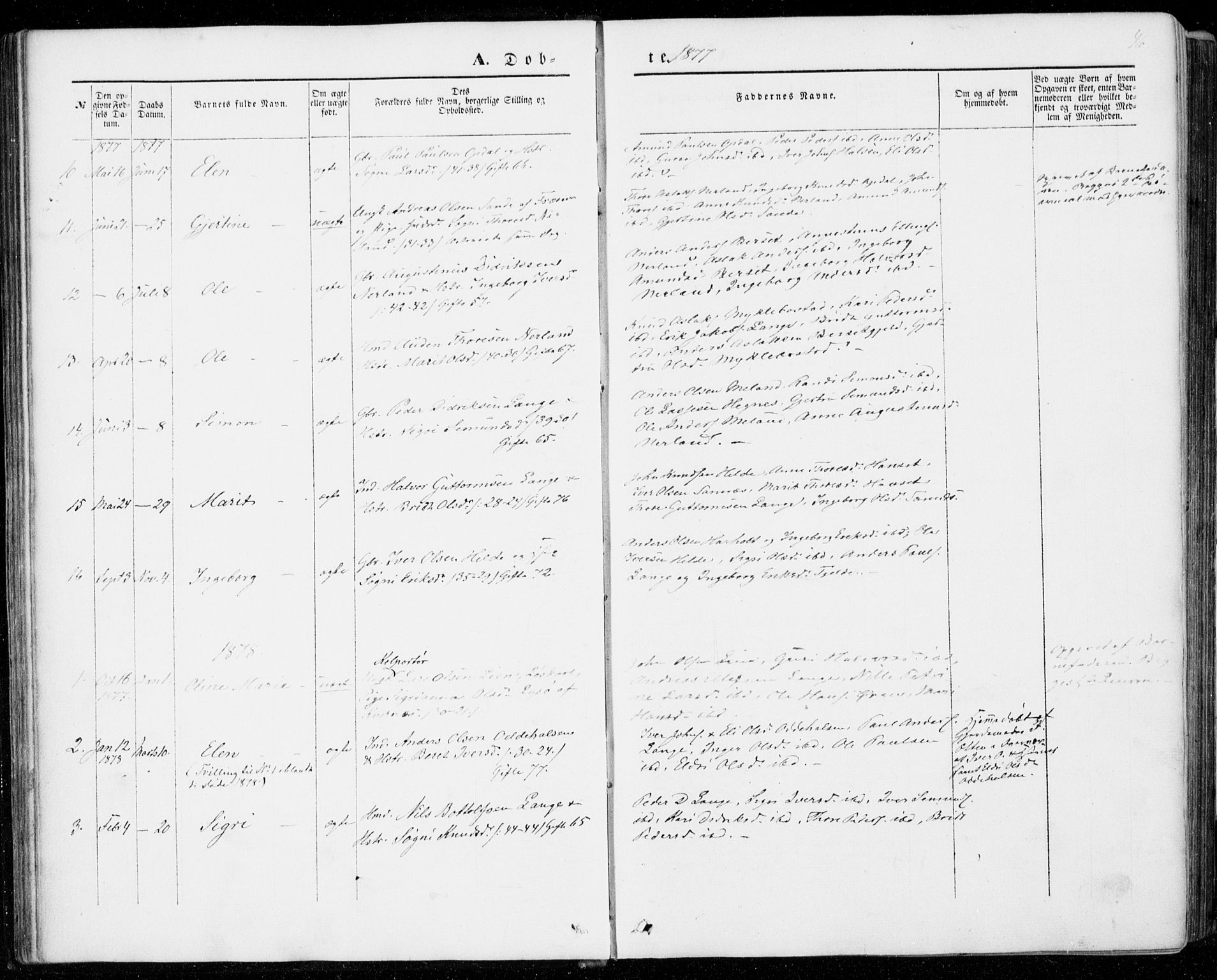 Ministerialprotokoller, klokkerbøker og fødselsregistre - Møre og Romsdal, AV/SAT-A-1454/554/L0643: Parish register (official) no. 554A01, 1846-1879, p. 46