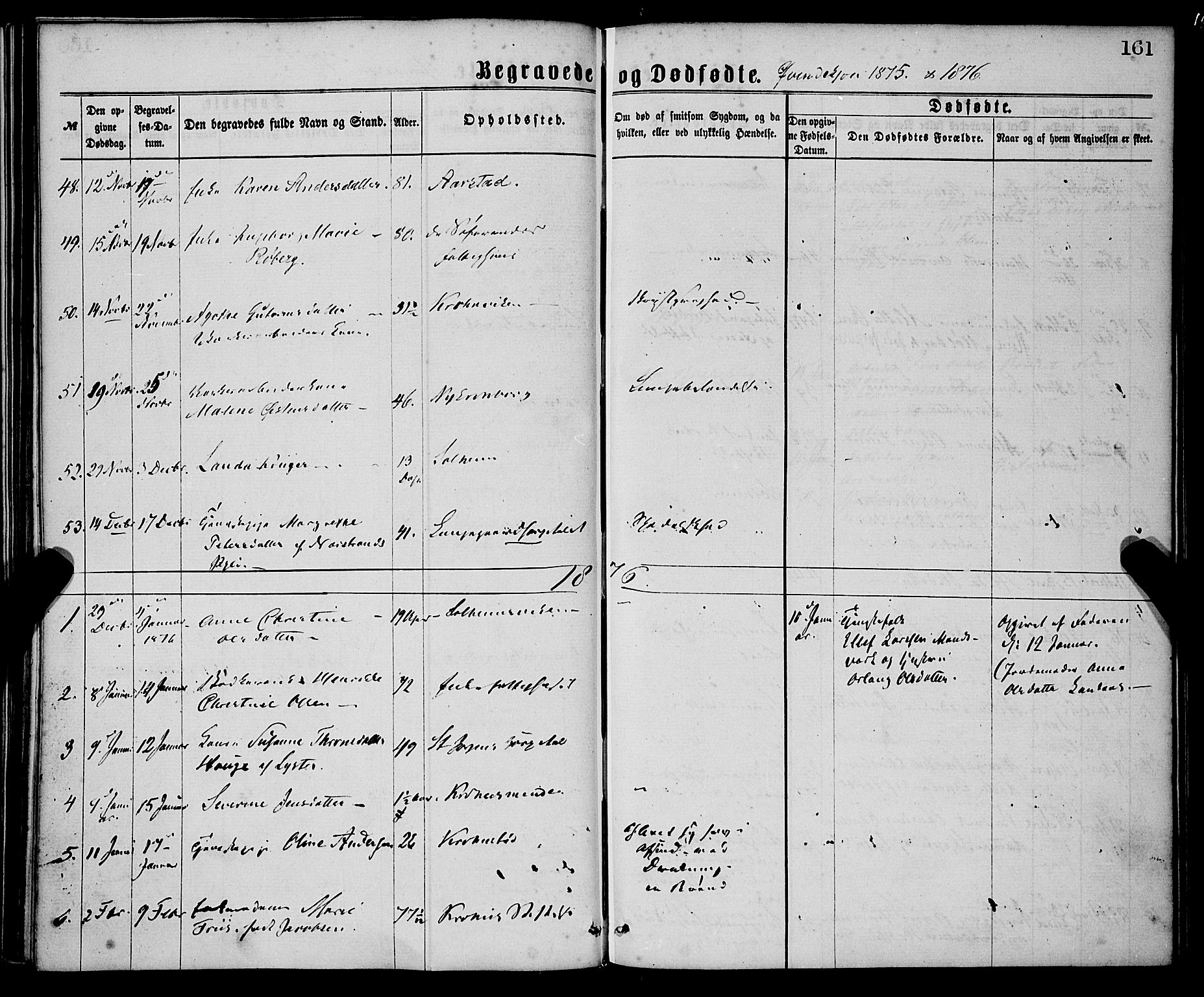 St. Jørgens hospital og Årstad sokneprestembete, SAB/A-99934: Parish register (official) no. A 11, 1864-1886, p. 161