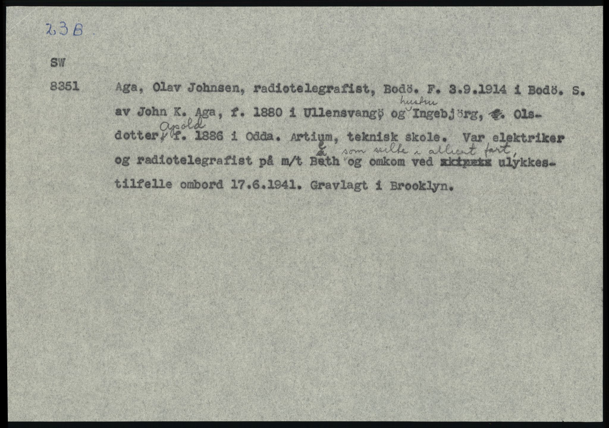 Sosialdepartementet, Våre Falne, RA/S-1708/E/Ee/L0025: Personmapper: Abelsen 01 - Amundsen, H. 65, 1945-1951, p. 439