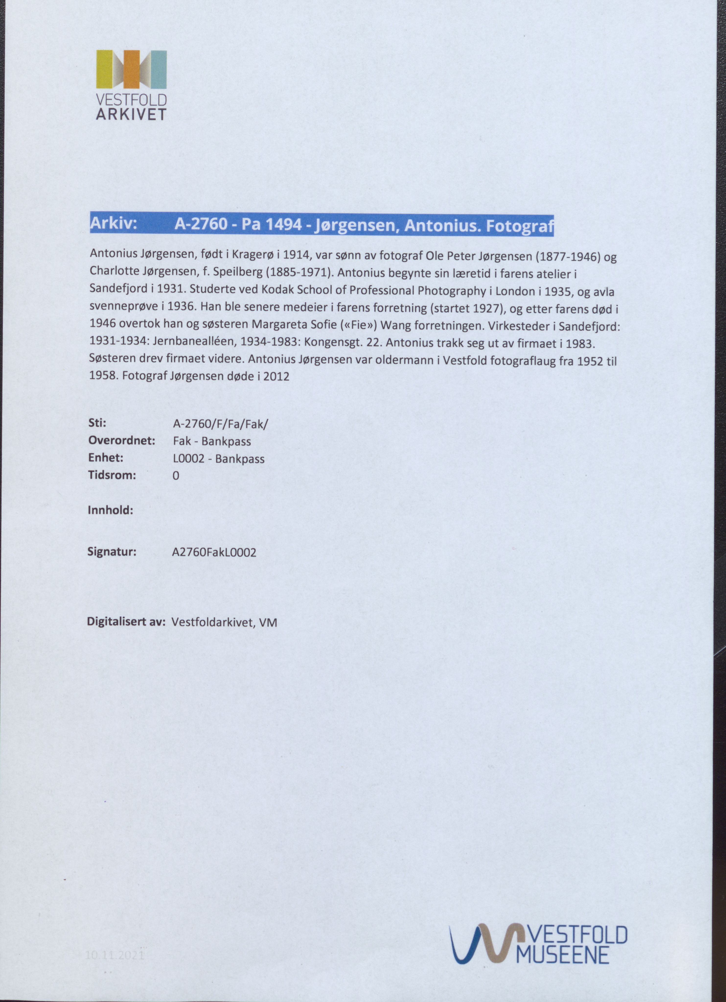 Pa 1494 - Jørgensen, Antonius. Fotograf, VEMU/A-2760/F/Fa, 1927-2004, p. 4125