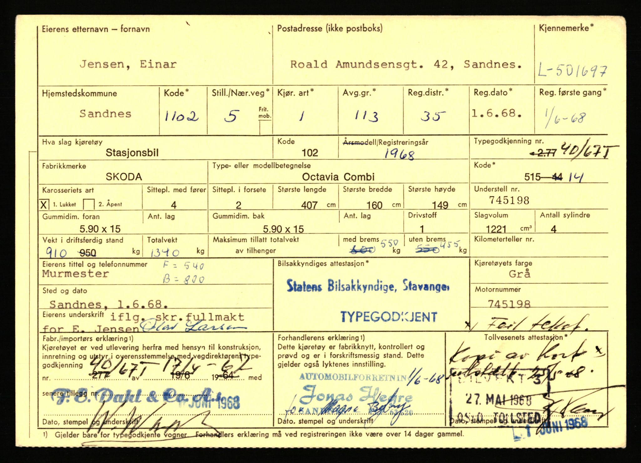 Stavanger trafikkstasjon, AV/SAST-A-101942/0/F/L0077: L-500000 - L-502999, 1930-1971, p. 1169