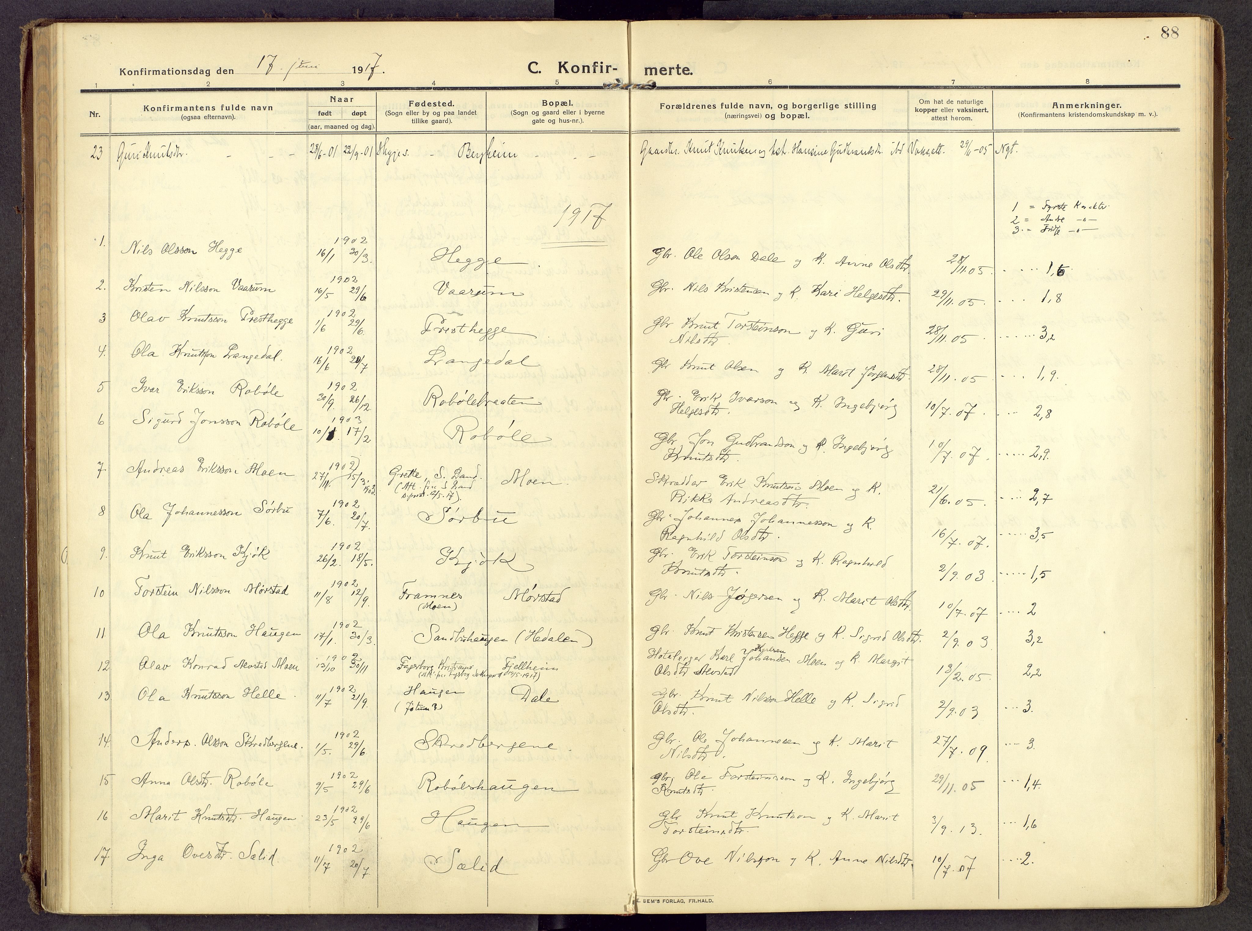 Øystre Slidre prestekontor, AV/SAH-PREST-138/H/Ha/Haa/L0007: Parish register (official) no. 7, 1911-1931, p. 88