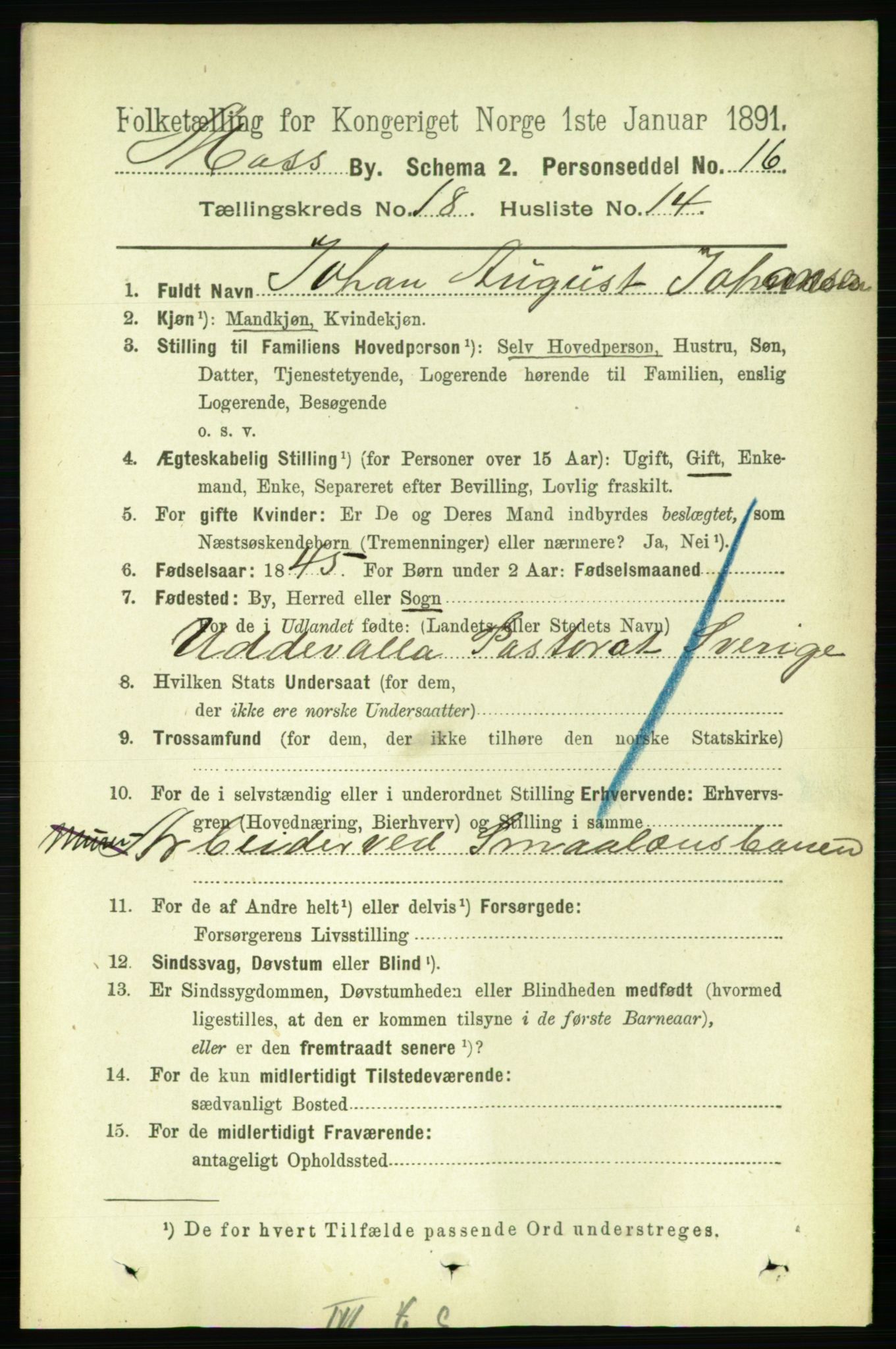 RA, 1891 census for 0104 Moss, 1891, p. 8356