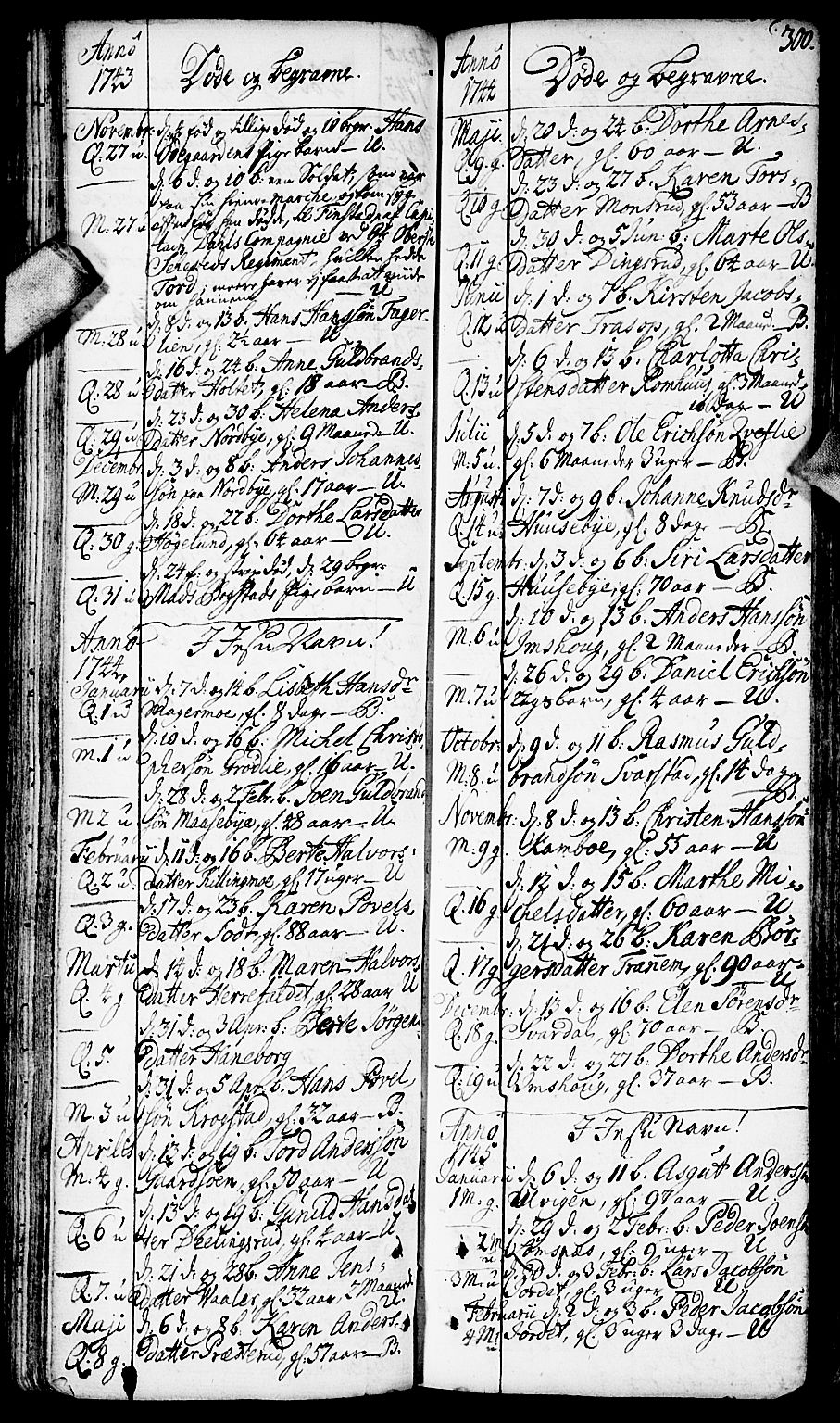 Aurskog prestekontor Kirkebøker, SAO/A-10304a/F/Fa/L0002: Parish register (official) no. I 2, 1735-1766, p. 300