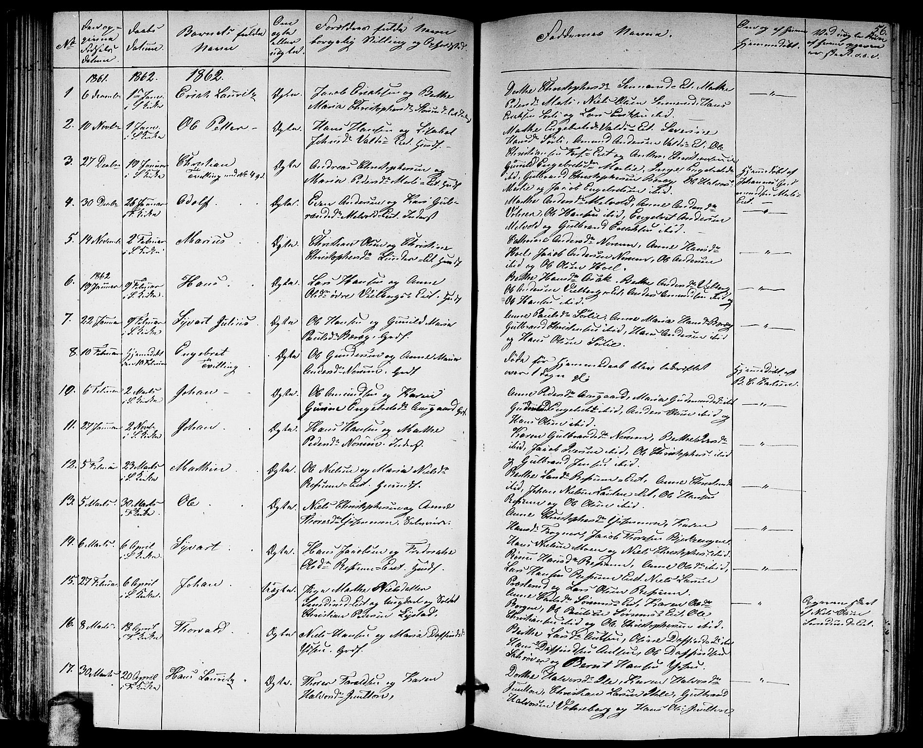 Sørum prestekontor Kirkebøker, AV/SAO-A-10303/G/Ga/L0003: Parish register (copy) no. I 3, 1846-1863, p. 56