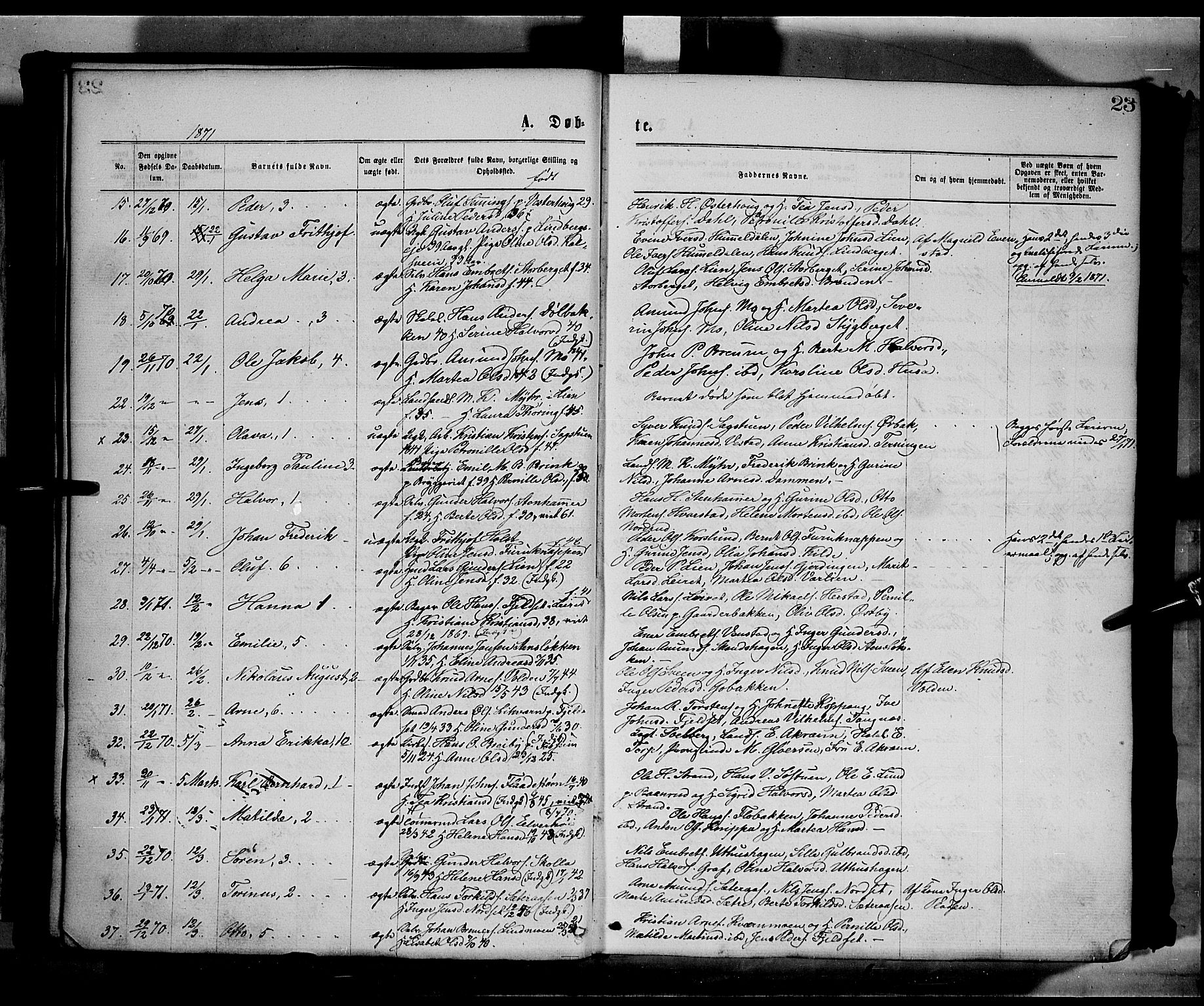 Elverum prestekontor, AV/SAH-PREST-044/H/Ha/Haa/L0011: Parish register (official) no. 11, 1869-1879, p. 23