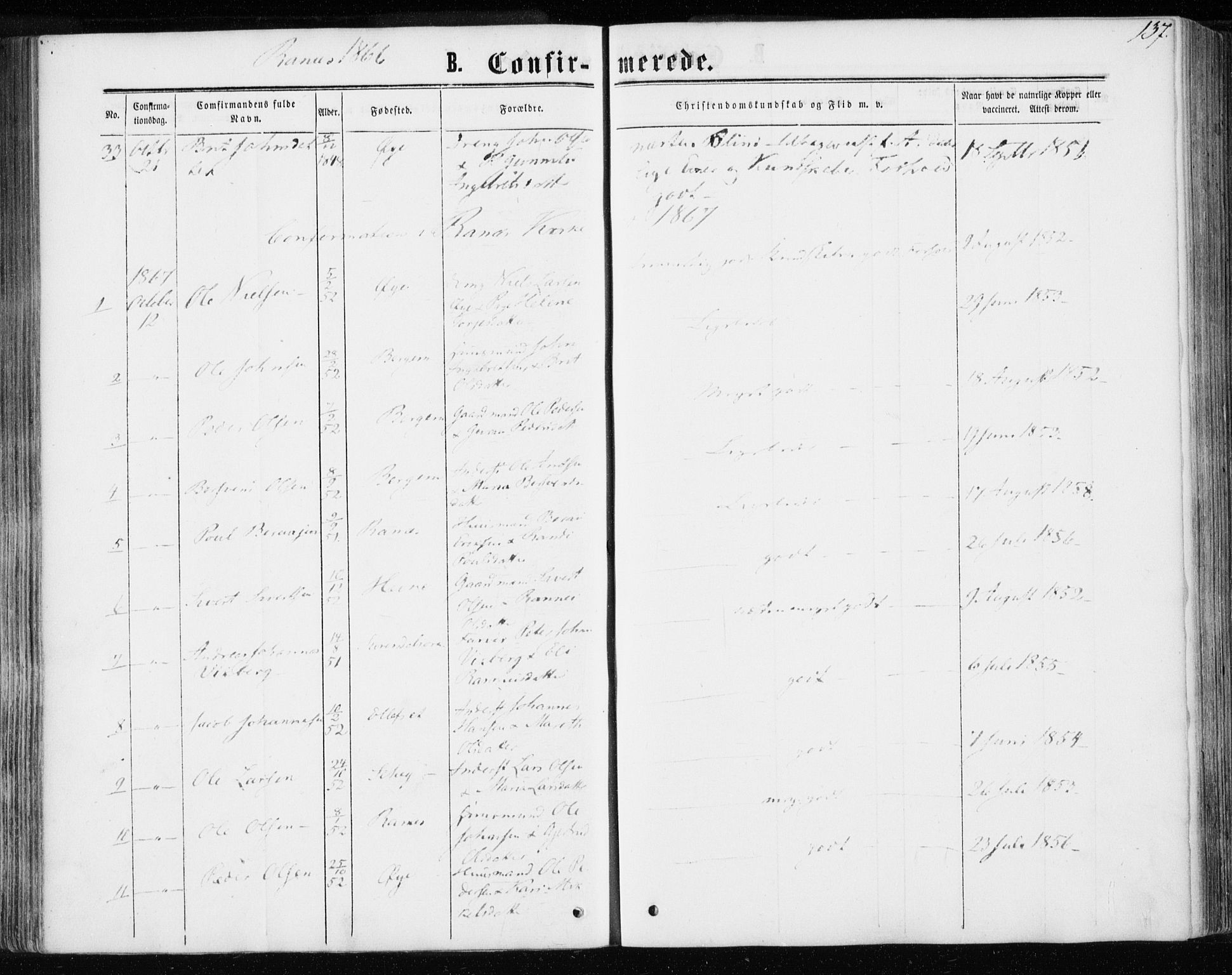 Ministerialprotokoller, klokkerbøker og fødselsregistre - Møre og Romsdal, SAT/A-1454/595/L1045: Parish register (official) no. 595A07, 1863-1873, p. 137