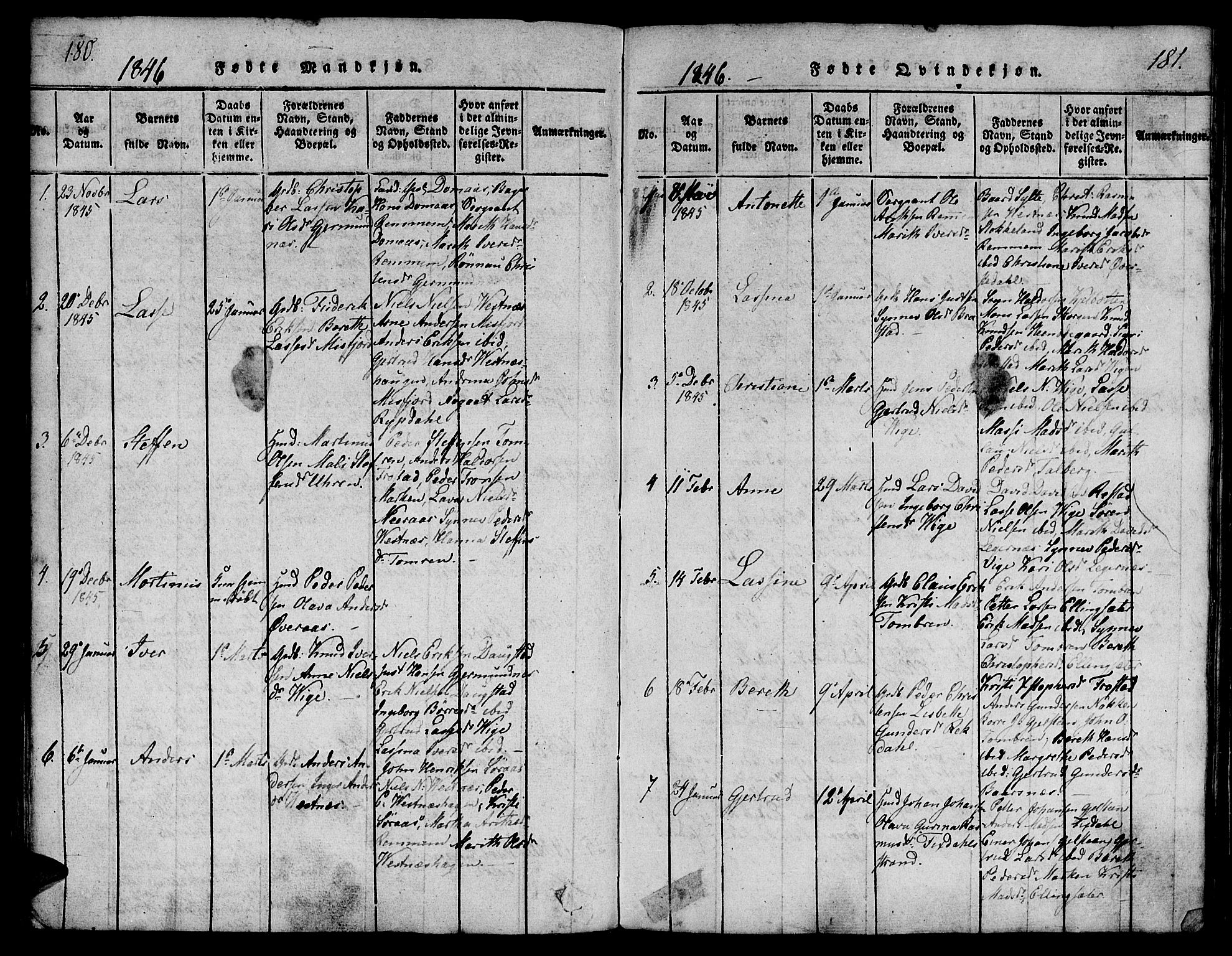 Ministerialprotokoller, klokkerbøker og fødselsregistre - Møre og Romsdal, SAT/A-1454/539/L0528: Parish register (official) no. 539A01, 1818-1847, p. 180-181