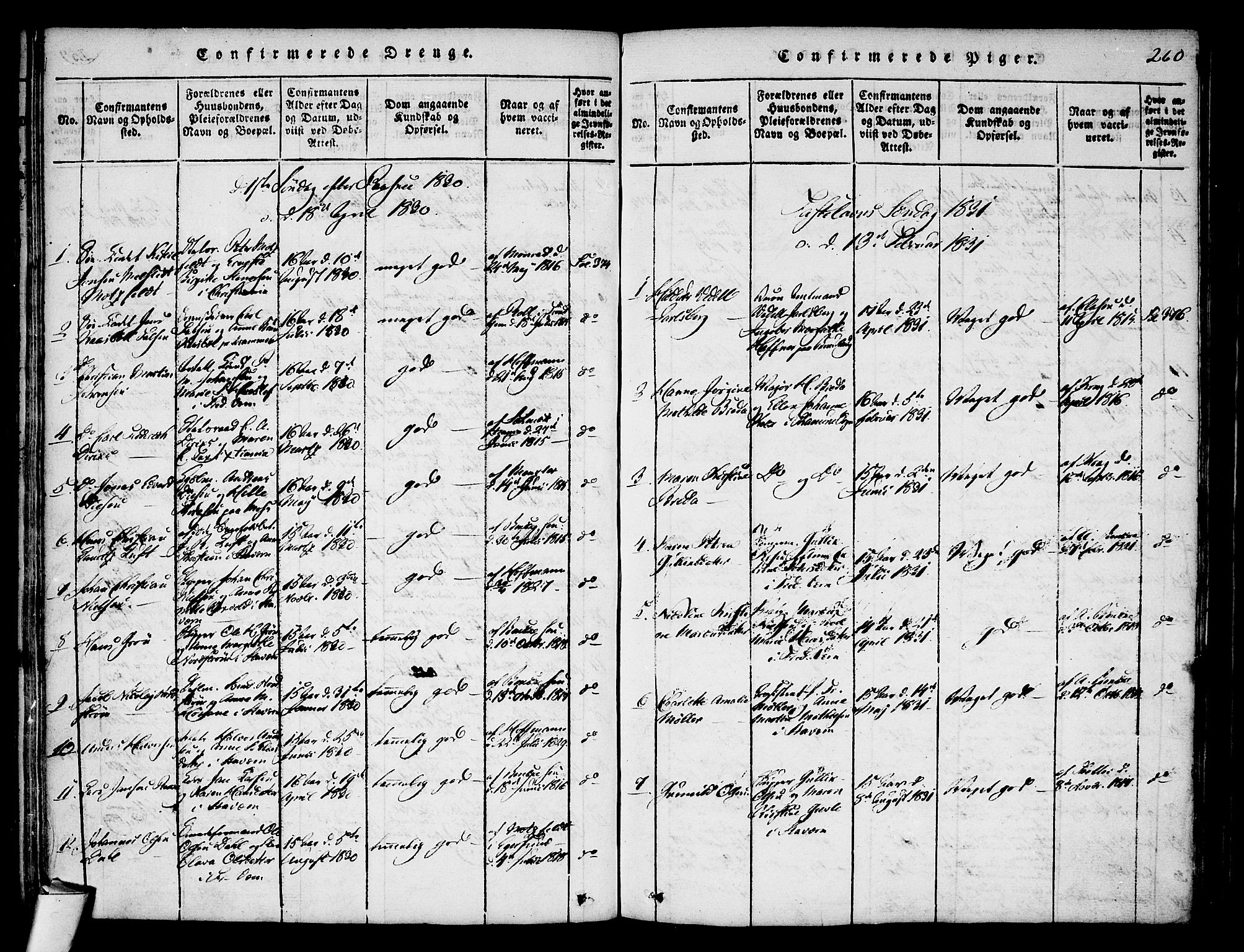 Stavern kirkebøker, SAKO/A-318/F/Fa/L0006: Parish register (official) no. 6, 1816-1839, p. 260
