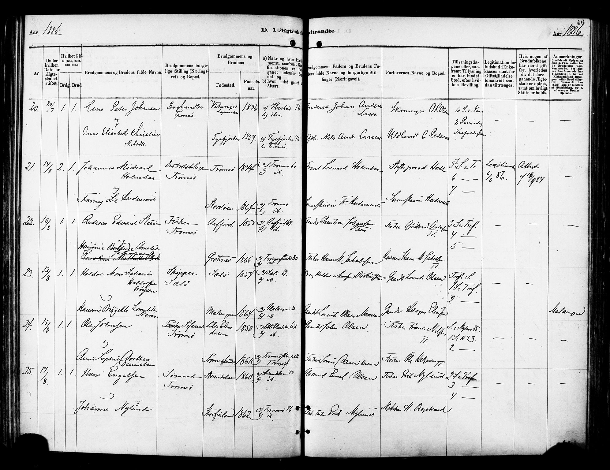 Tromsø sokneprestkontor/stiftsprosti/domprosti, SATØ/S-1343/G/Ga/L0014kirke: Parish register (official) no. 14, 1878-1888, p. 46