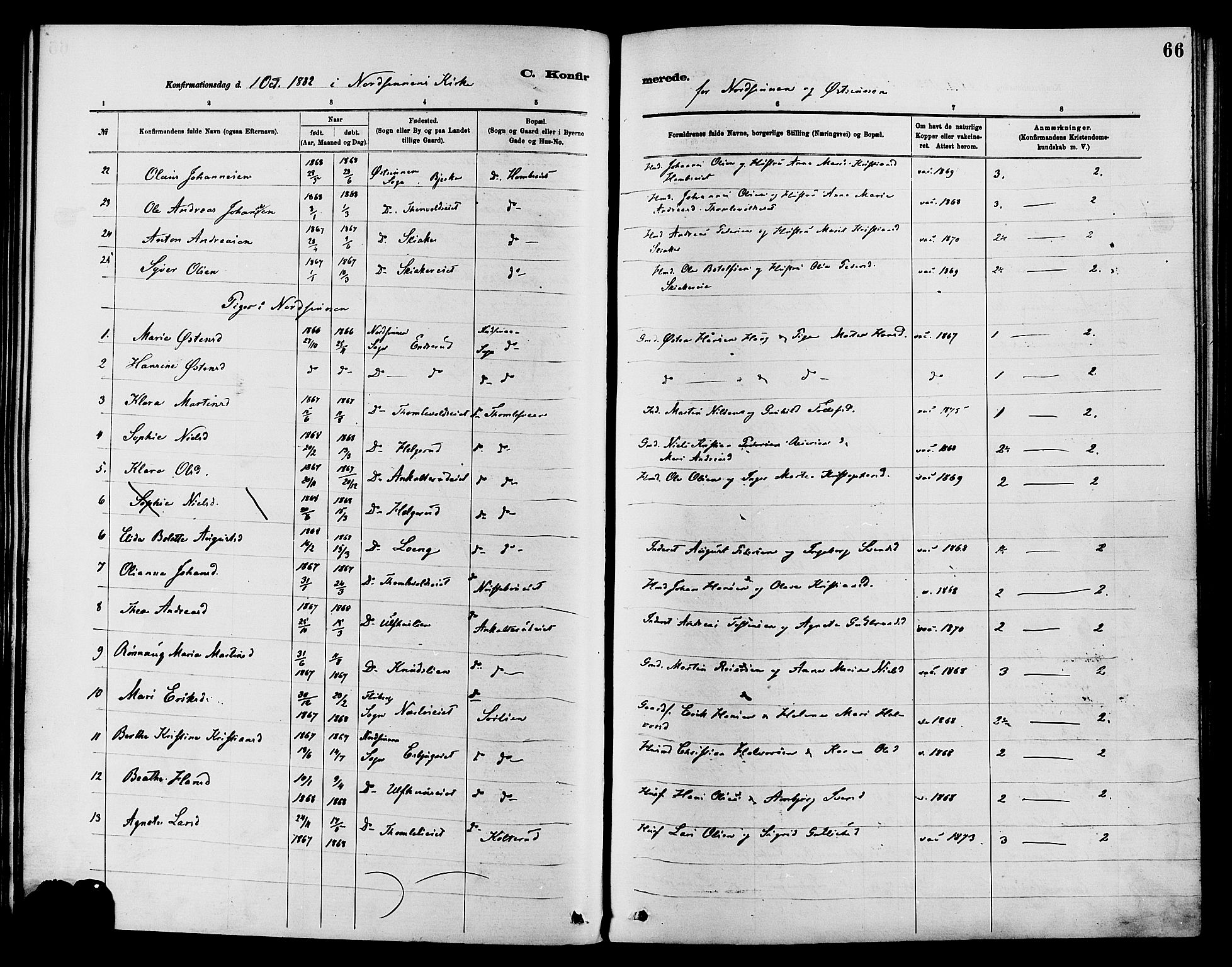 Nordre Land prestekontor, AV/SAH-PREST-124/H/Ha/Haa/L0003: Parish register (official) no. 3, 1882-1896, p. 66