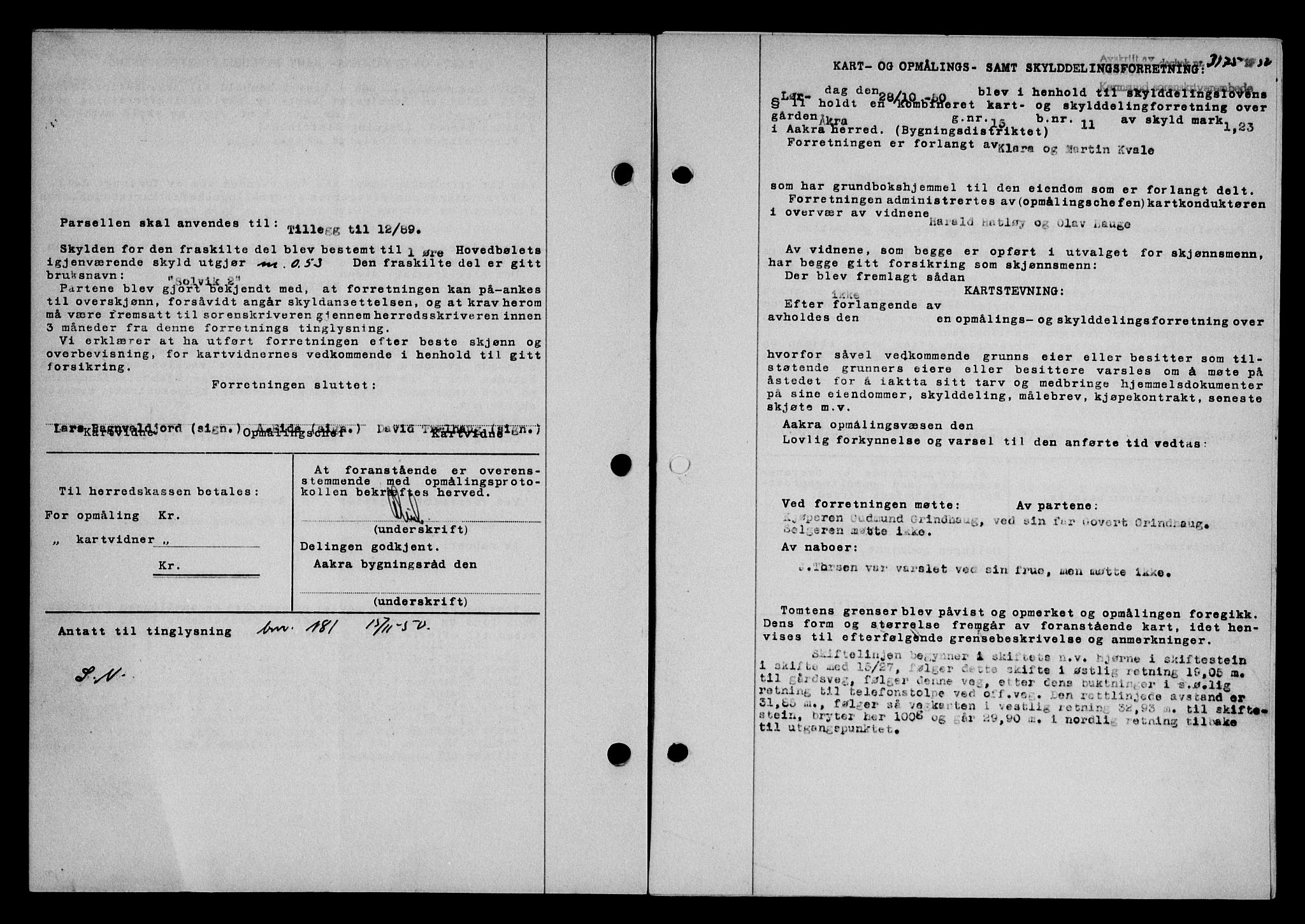 Karmsund sorenskriveri, SAST/A-100311/01/II/IIB/L0101: Mortgage book no. 81A, 1950-1951, Diary no: : 3175/1950