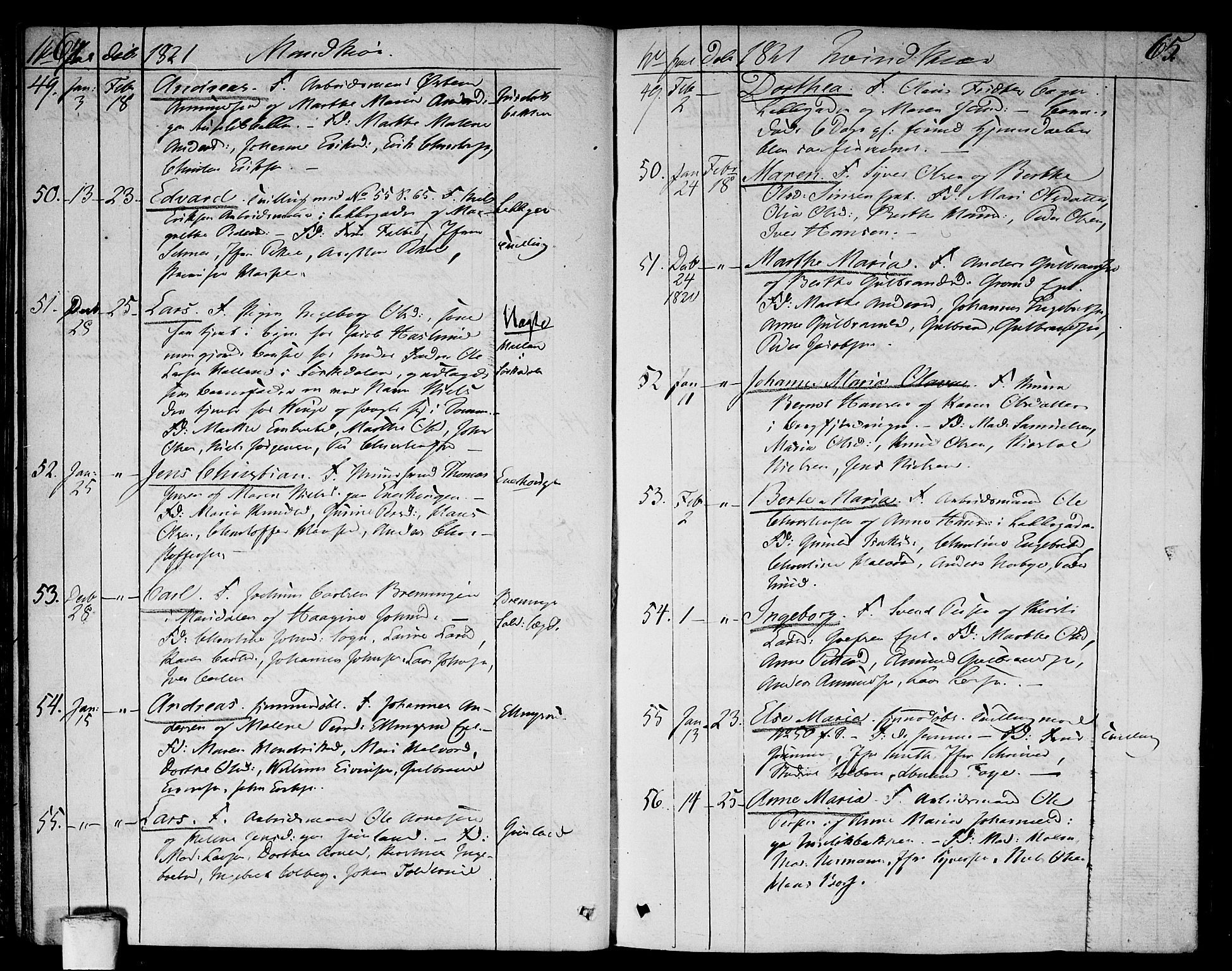 Aker prestekontor kirkebøker, AV/SAO-A-10861/F/L0012: Parish register (official) no. 12, 1819-1828, p. 64-65