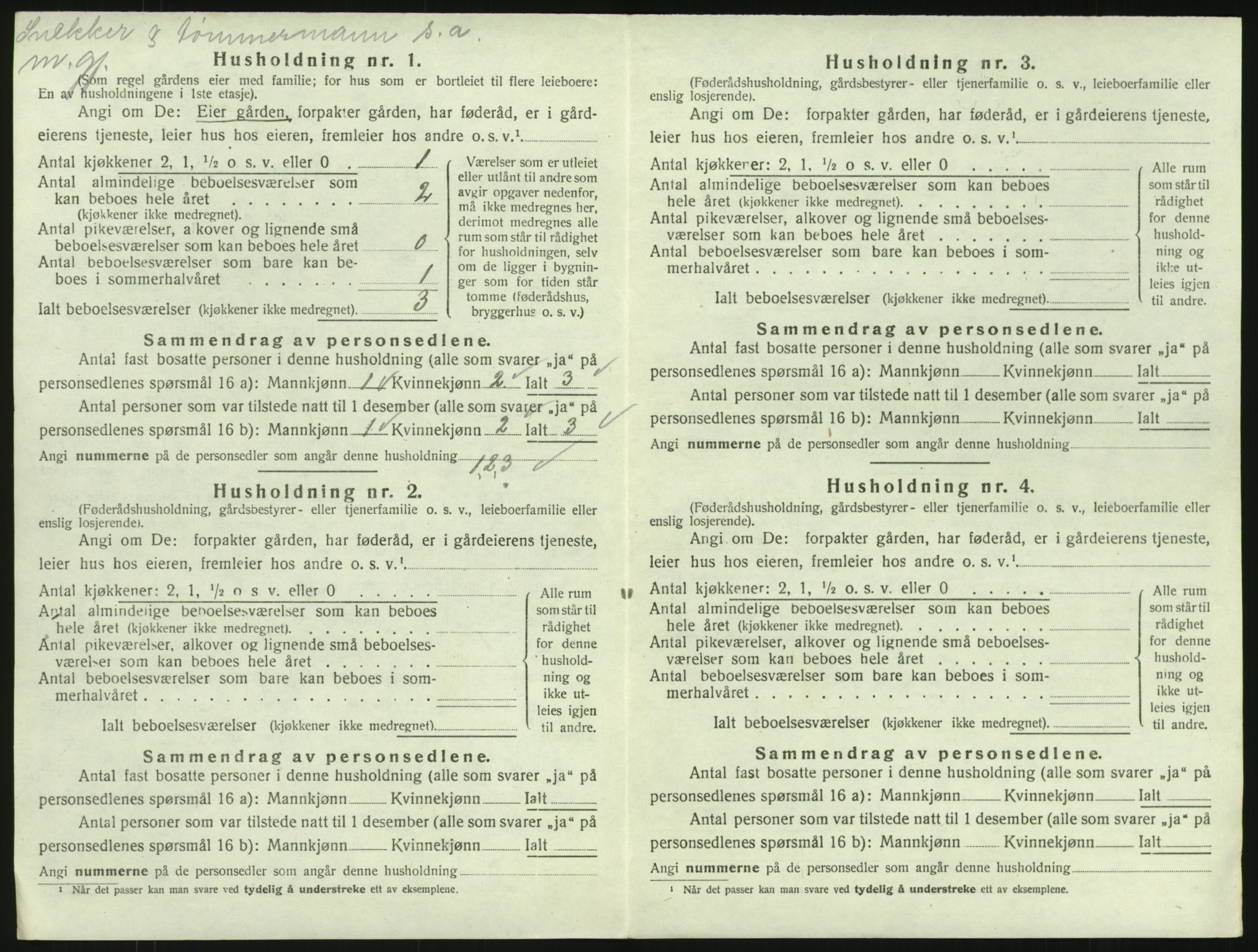 SAKO, 1920 census for Tjølling, 1920, p. 1072