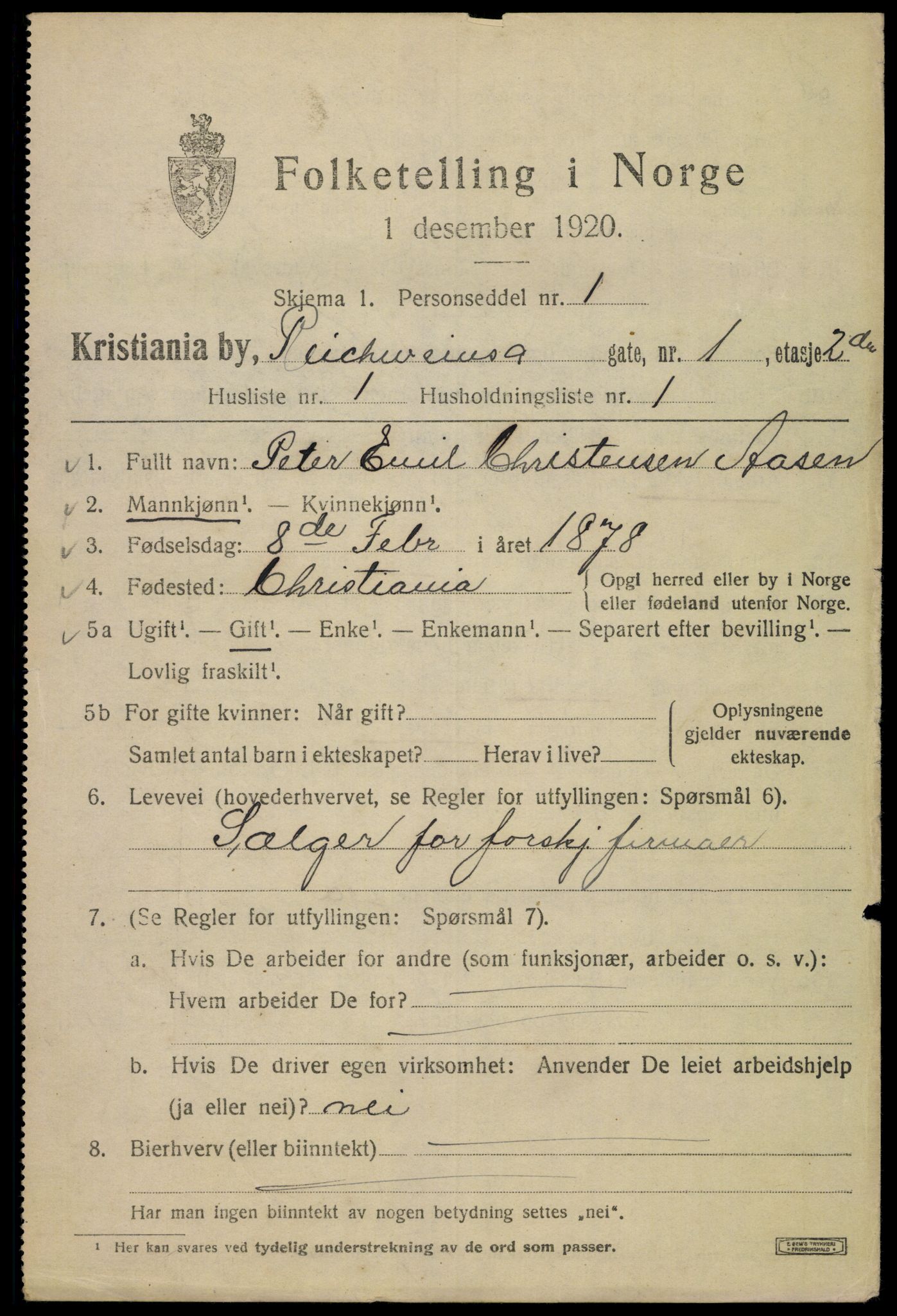 SAO, 1920 census for Kristiania, 1920, p. 461163