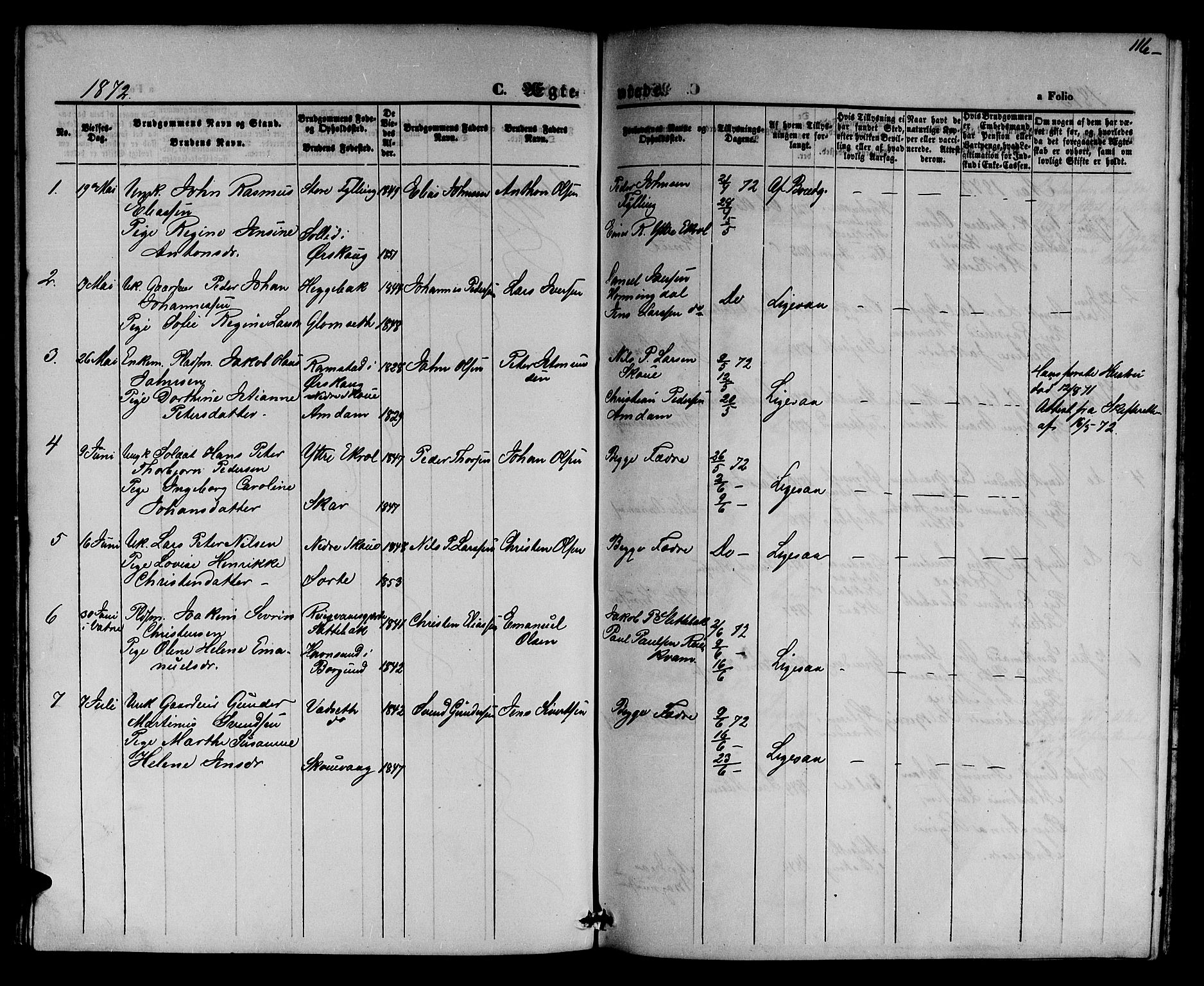 Ministerialprotokoller, klokkerbøker og fødselsregistre - Møre og Romsdal, AV/SAT-A-1454/524/L0364: Parish register (copy) no. 524C05, 1865-1879, p. 116