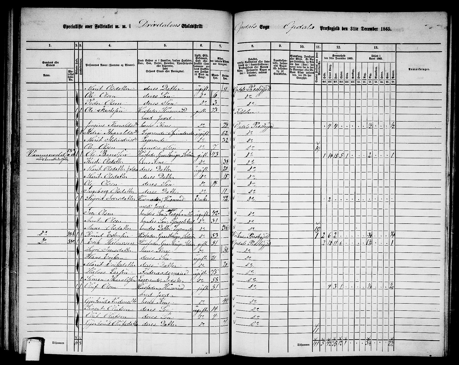 RA, 1865 census for Oppdal, 1865, p. 66