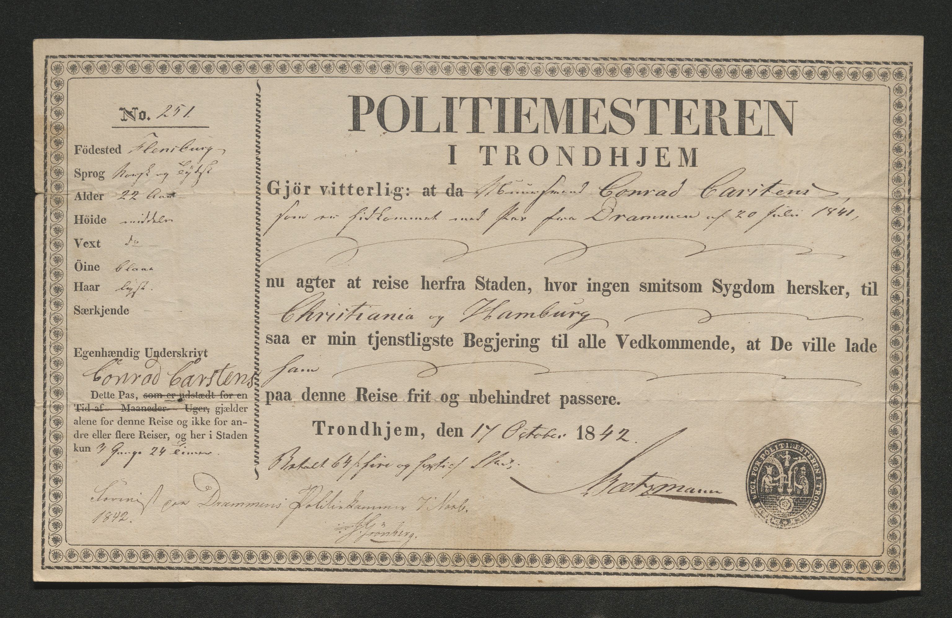 Drammen politikammer, AV/SAKO-A-623/I/Ia/Iab/L0007: Innleverte pass, 1843-1844, p. 138