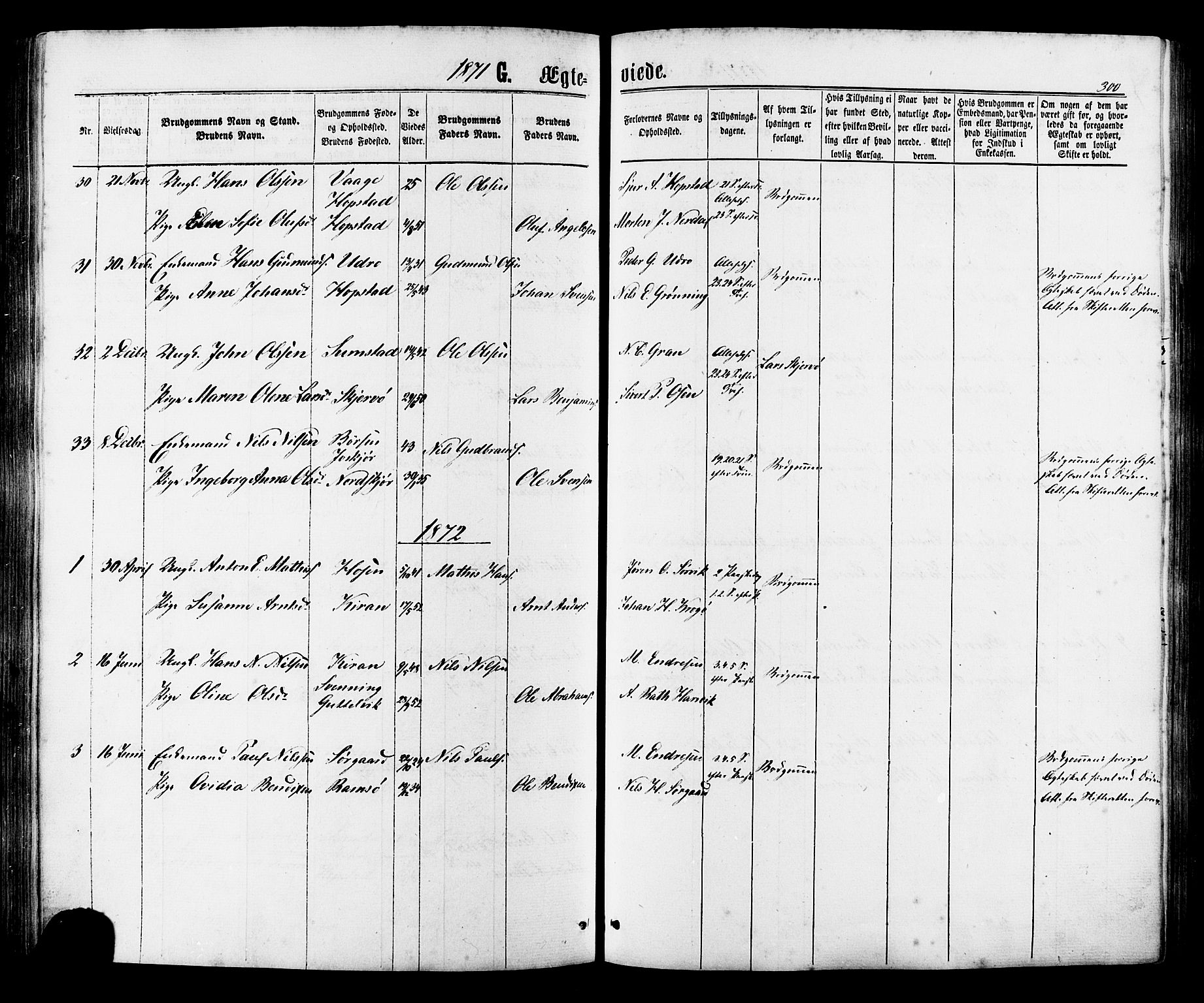 Ministerialprotokoller, klokkerbøker og fødselsregistre - Sør-Trøndelag, SAT/A-1456/657/L0706: Parish register (official) no. 657A07, 1867-1878, p. 300