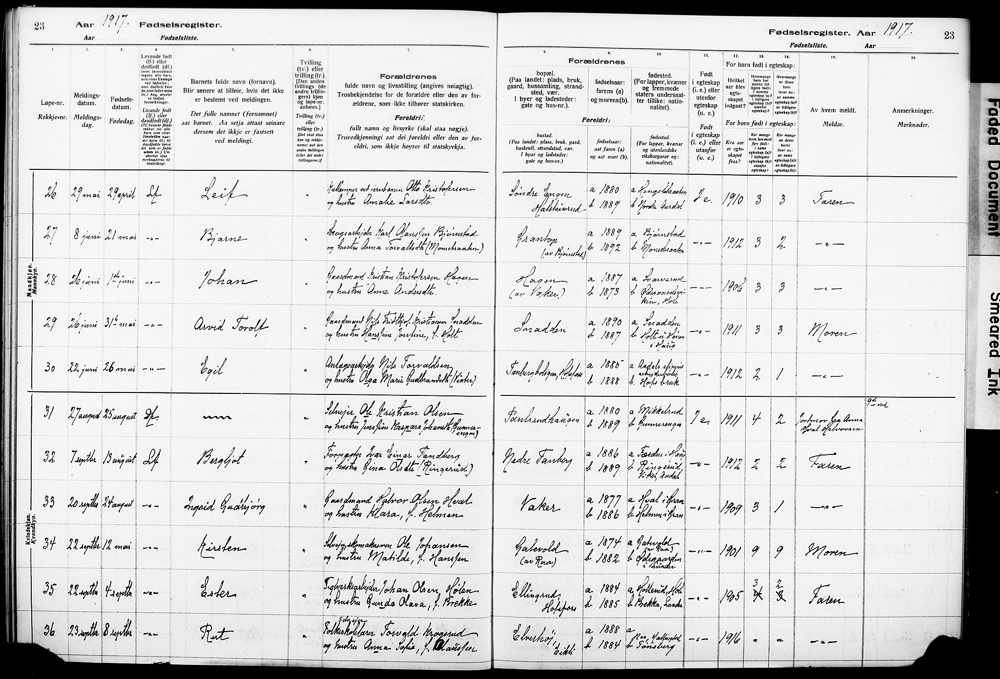 Norderhov kirkebøker, AV/SAKO-A-237/J/Ja/L0001: Birth register no. 1, 1916-1930, p. 23