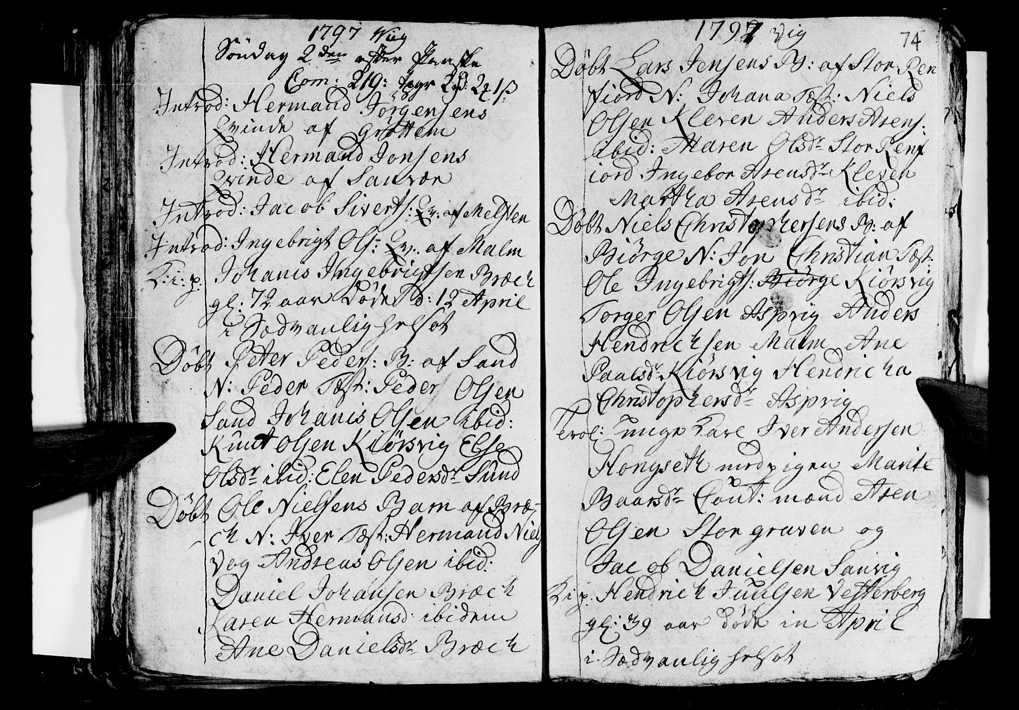 Ministerialprotokoller, klokkerbøker og fødselsregistre - Nordland, AV/SAT-A-1459/812/L0184: Parish register (copy) no. 812C02, 1793-1809, p. 74