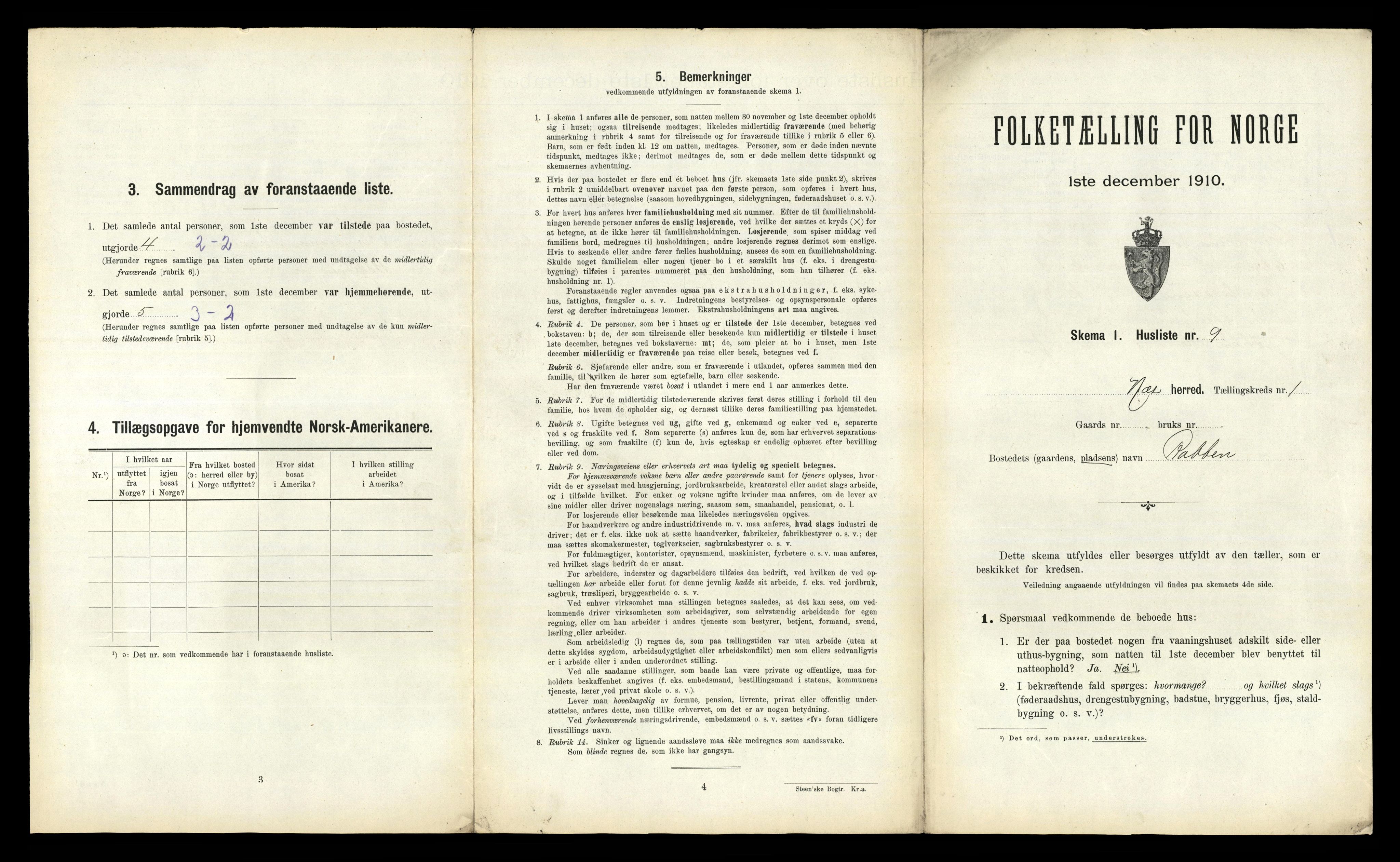 RA, 1910 census for Nes, 1910, p. 33