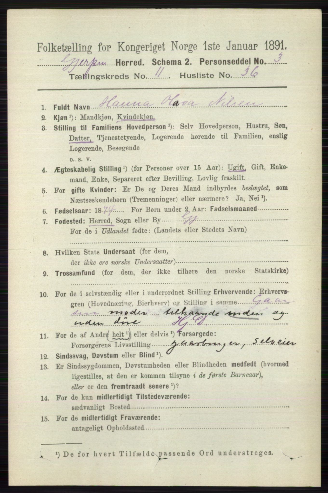 RA, 1891 census for 0812 Gjerpen, 1891, p. 6761