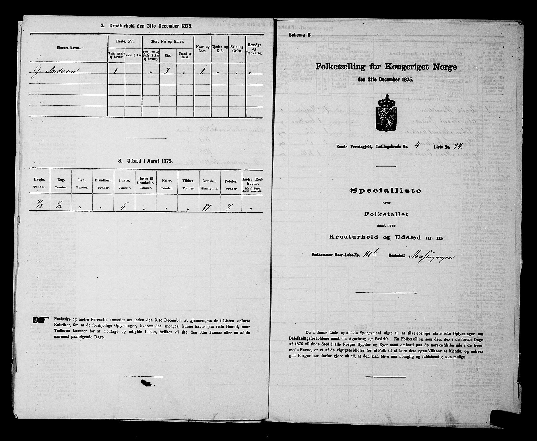 RA, 1875 census for 0135P Råde, 1875, p. 973