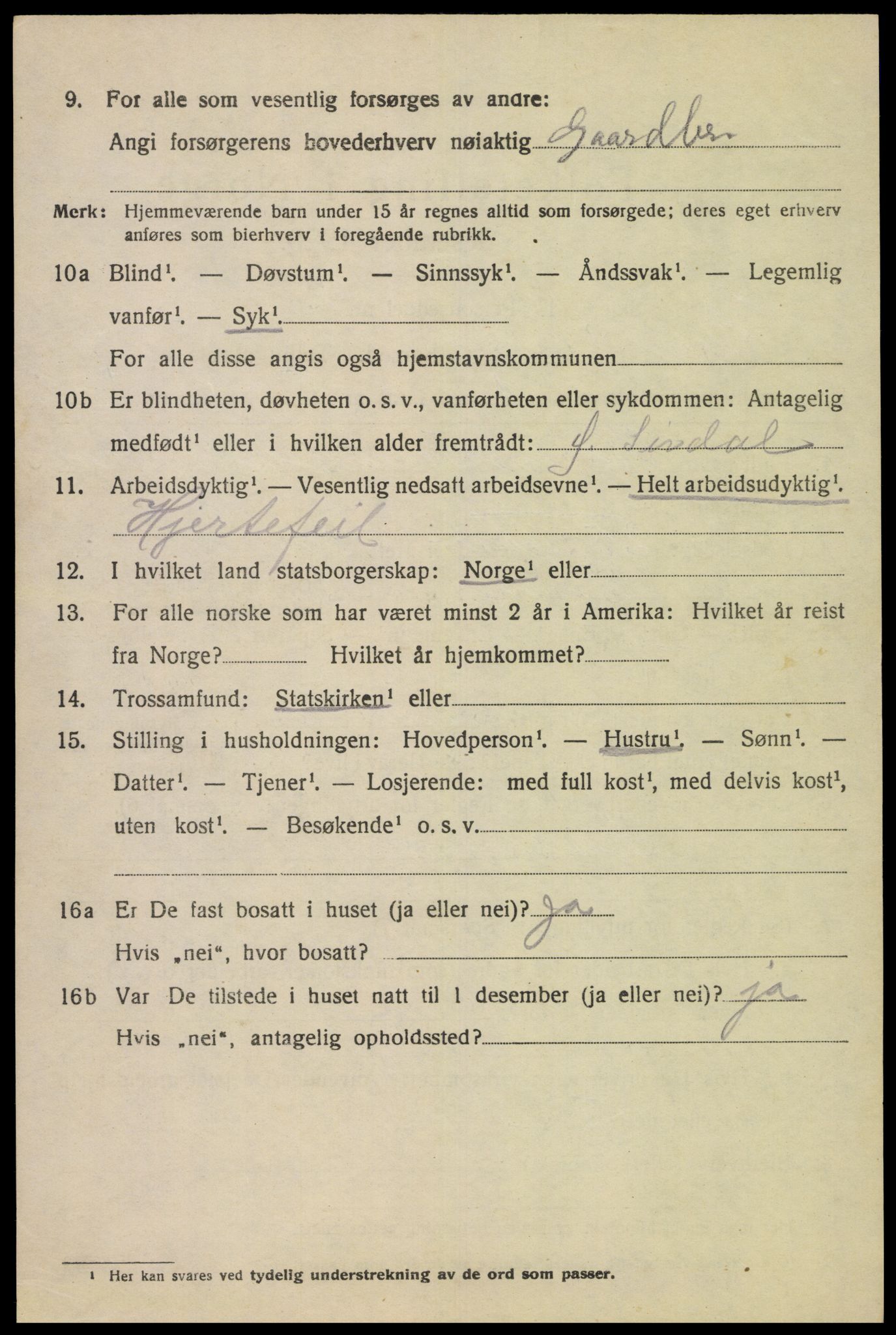 SAK, 1920 census for Øvre Sirdal, 1920, p. 726