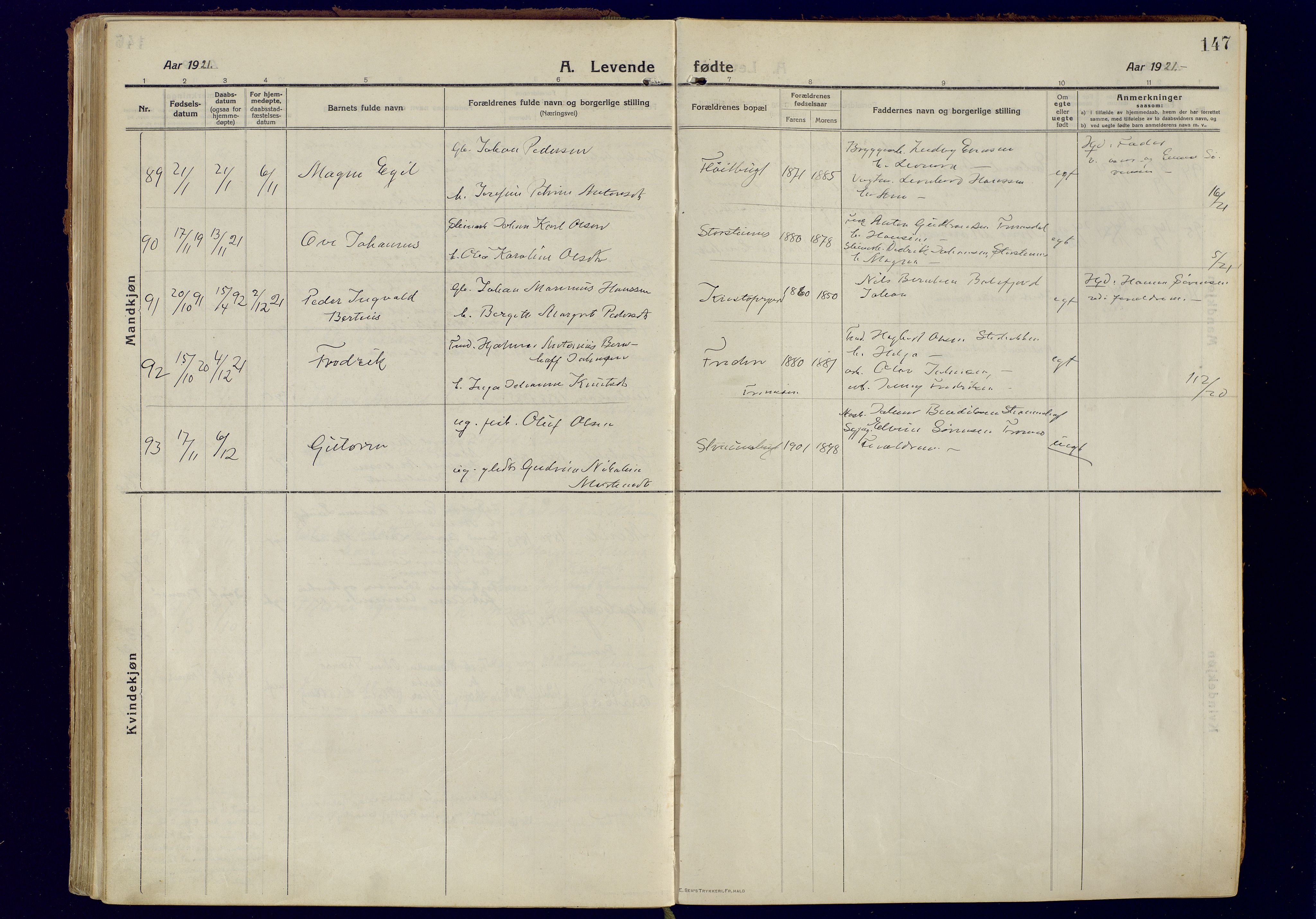 Tromsøysund sokneprestkontor, AV/SATØ-S-1304/G/Ga/L0008kirke: Parish register (official) no. 8, 1914-1922, p. 147