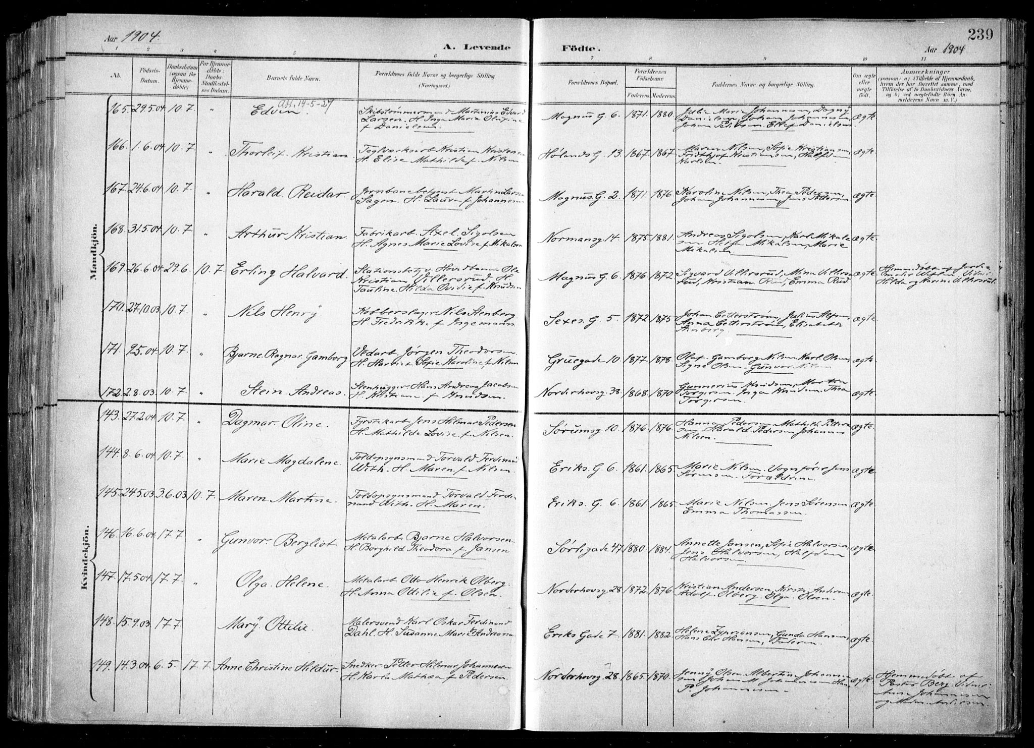 Kampen prestekontor Kirkebøker, SAO/A-10853/F/Fa/L0007: Parish register (official) no. I 7, 1897-1905, p. 239