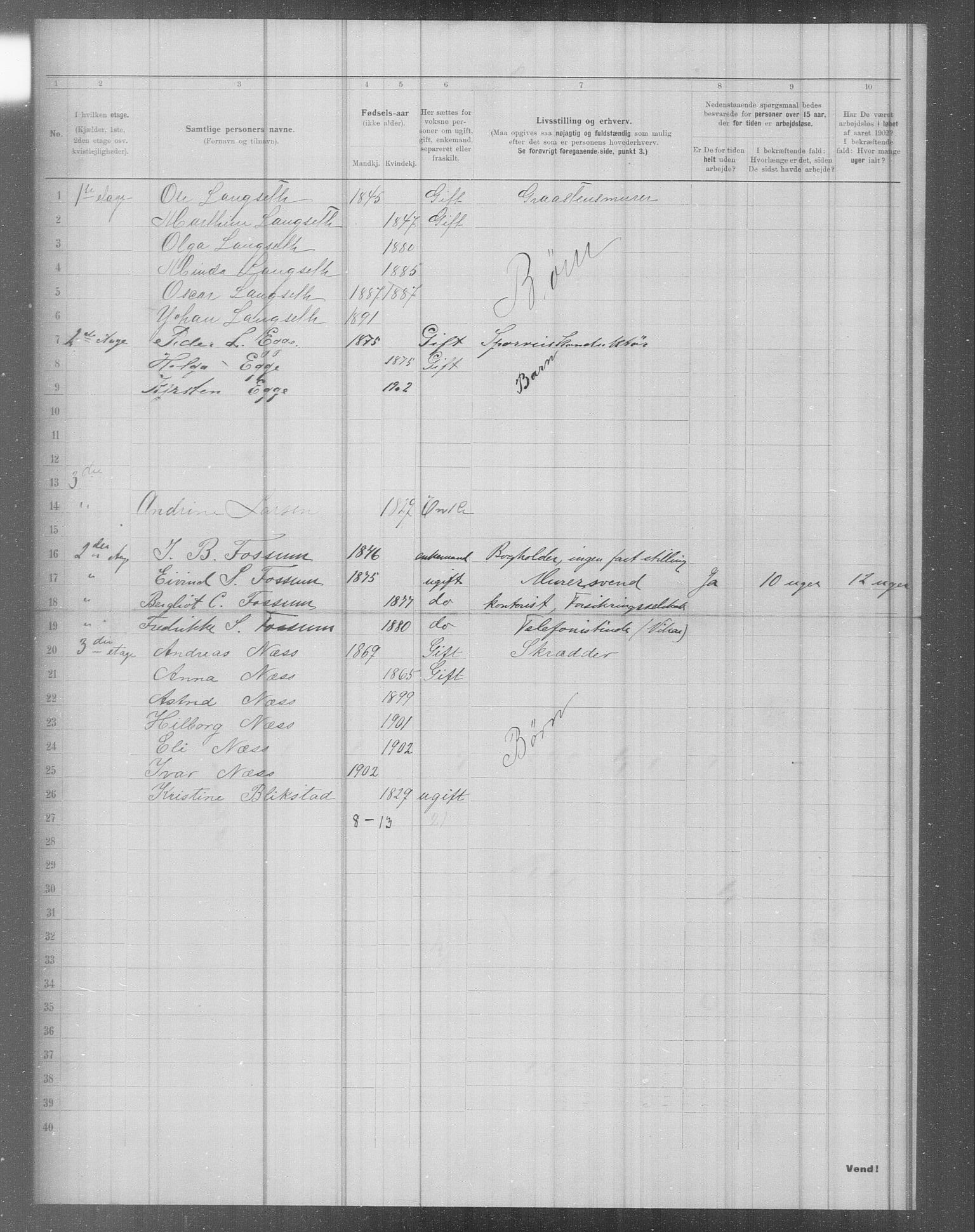 OBA, Municipal Census 1902 for Kristiania, 1902, p. 3424