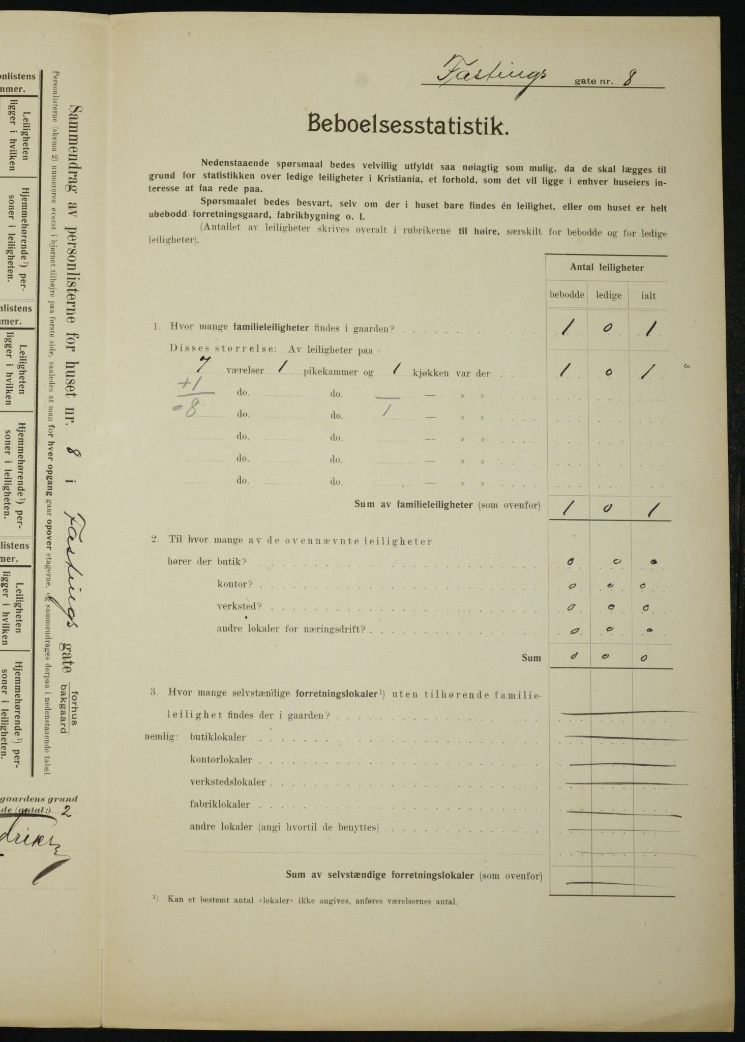 OBA, Municipal Census 1910 for Kristiania, 1910, p. 22225