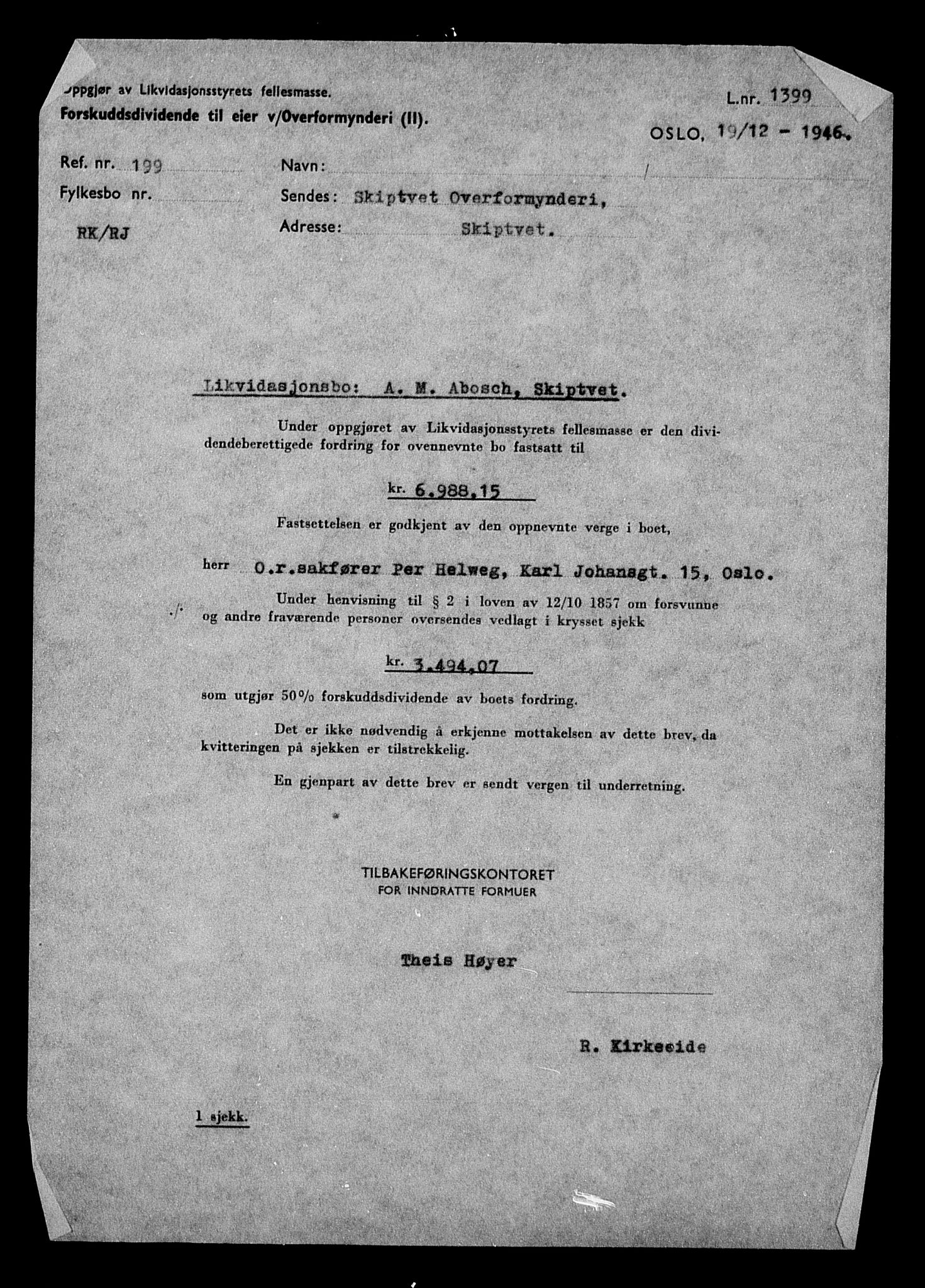 Justisdepartementet, Tilbakeføringskontoret for inndratte formuer, AV/RA-S-1564/H/Hc/Hcd/L0989: --, 1945-1947, p. 132