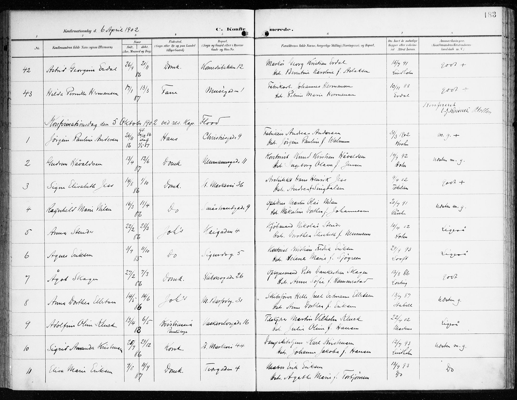 Domkirken sokneprestembete, AV/SAB-A-74801/H/Haa/L0031: Parish register (official) no. C 6, 1898-1915, p. 183