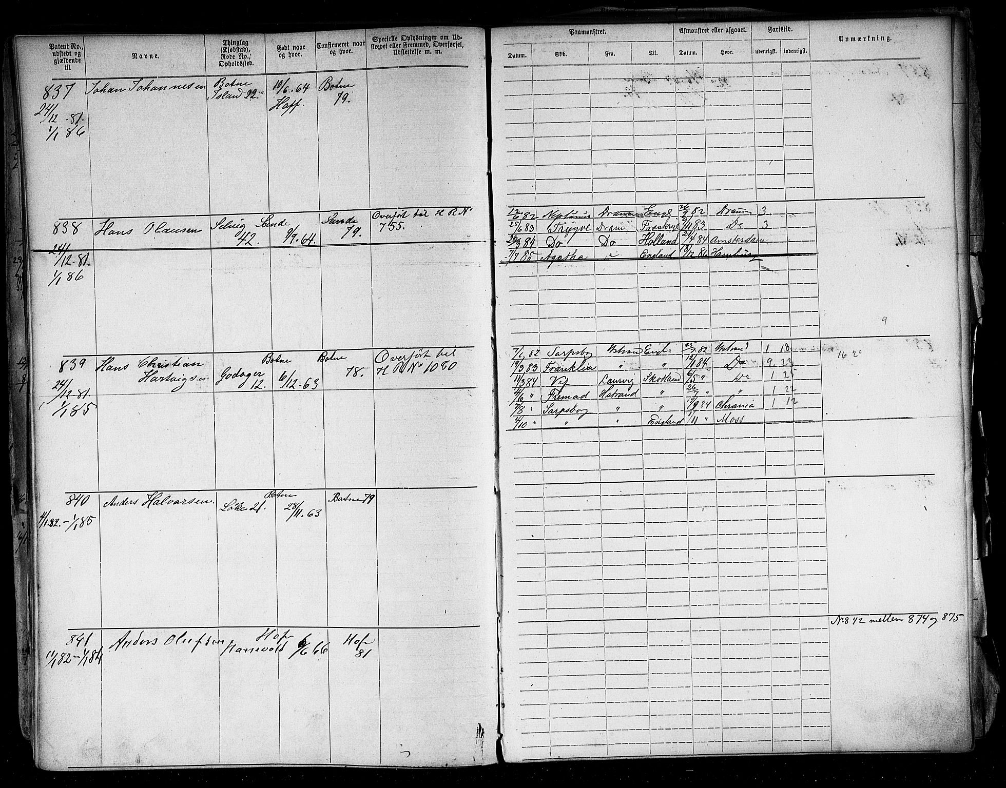 Holmestrand innrulleringskontor, SAKO/A-1151/F/Fb/L0003: Annotasjonsrulle, 1868-1886, p. 170