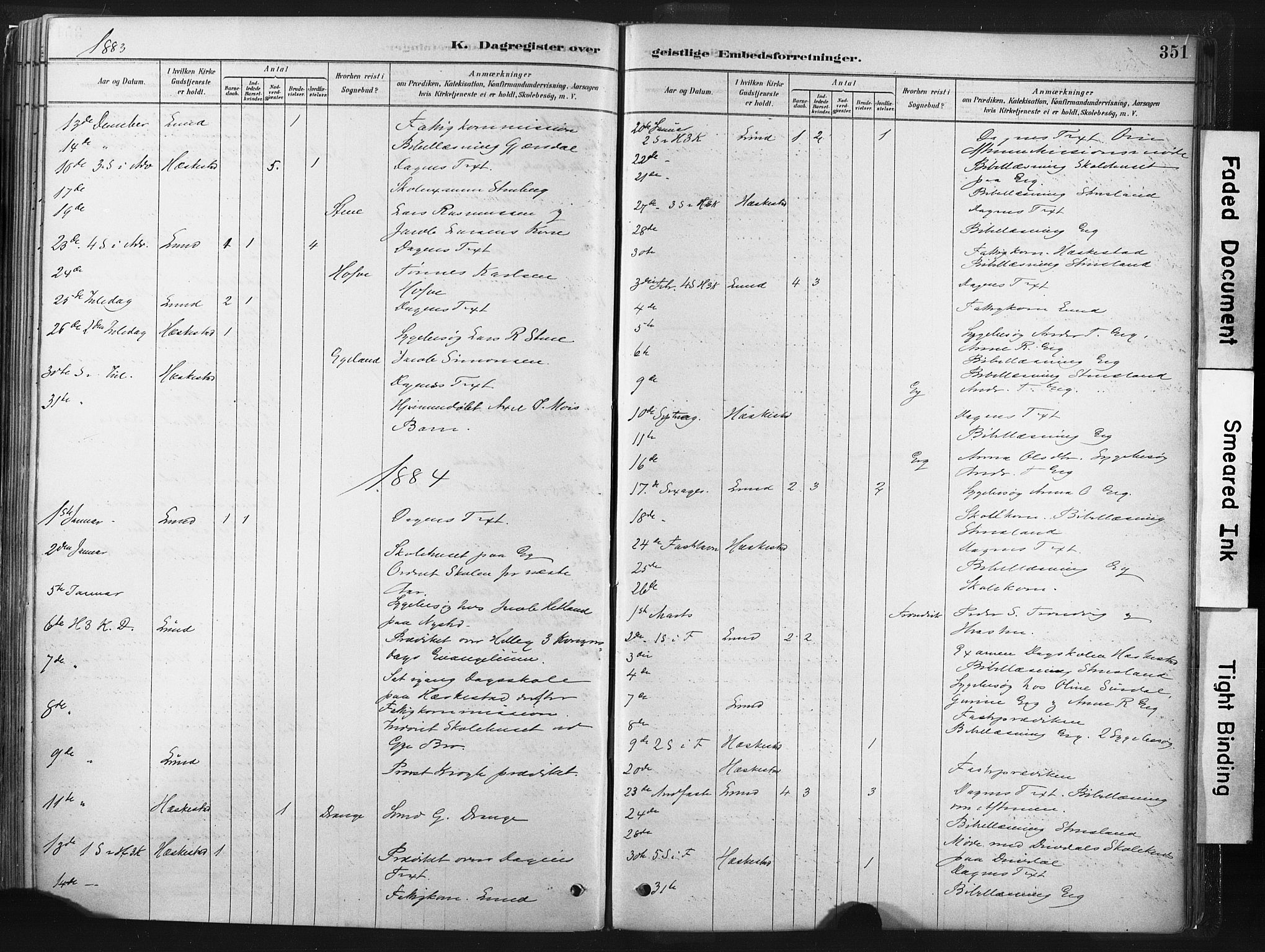 Lund sokneprestkontor, SAST/A-101809/S06/L0011: Parish register (official) no. A 10, 1877-1904, p. 351