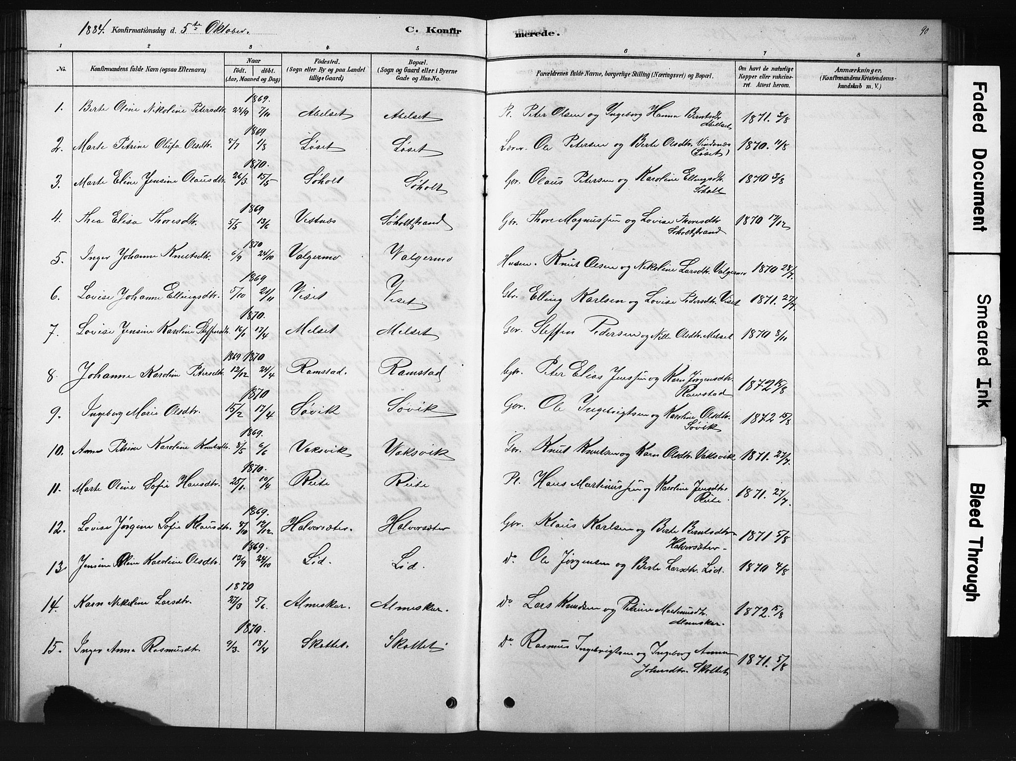 Ministerialprotokoller, klokkerbøker og fødselsregistre - Møre og Romsdal, AV/SAT-A-1454/522/L0326: Parish register (copy) no. 522C05, 1878-1890, p. 90