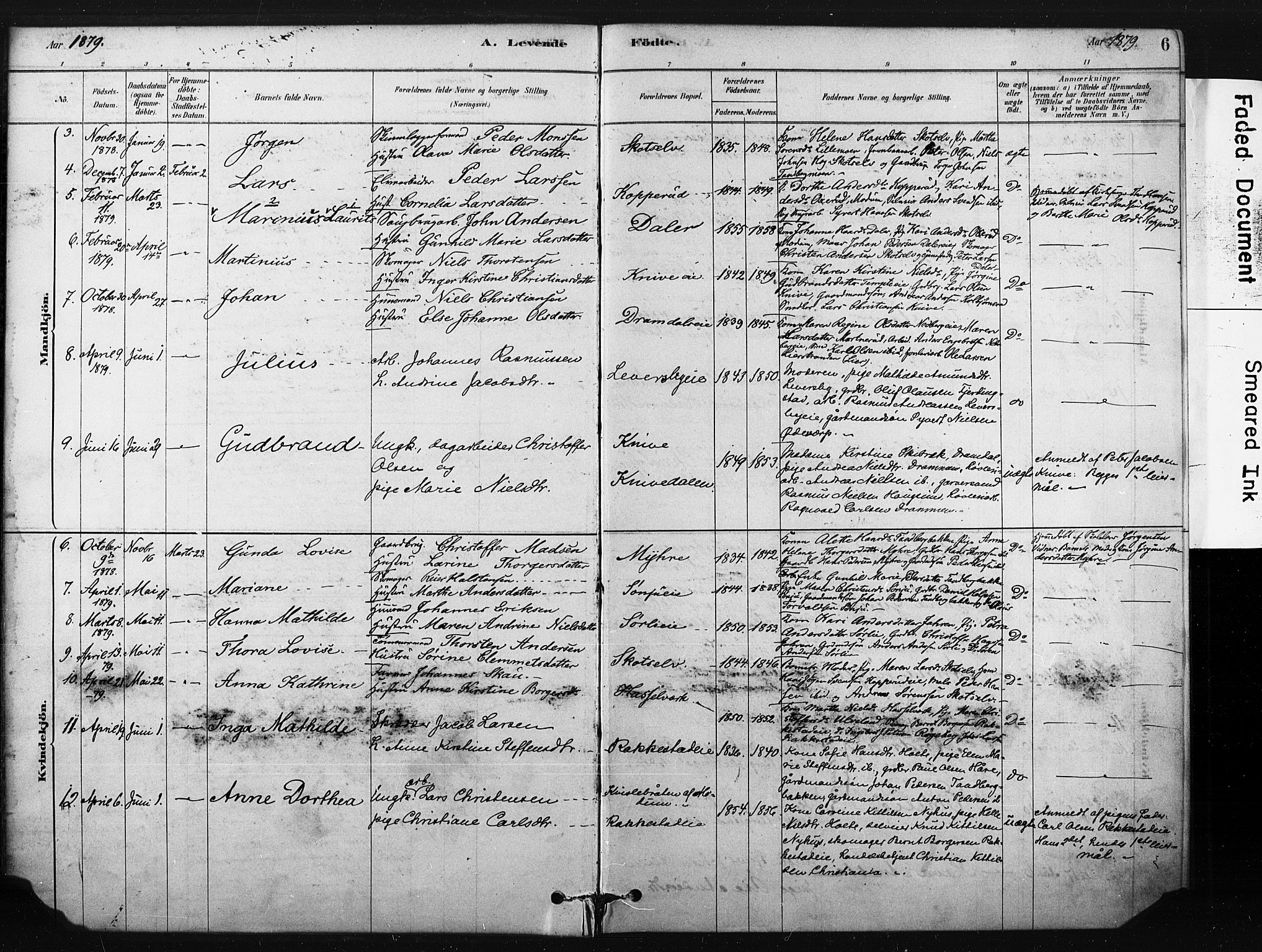 Eiker kirkebøker, AV/SAKO-A-4/F/Fc/L0001: Parish register (official) no. III 1, 1878-1889, p. 6