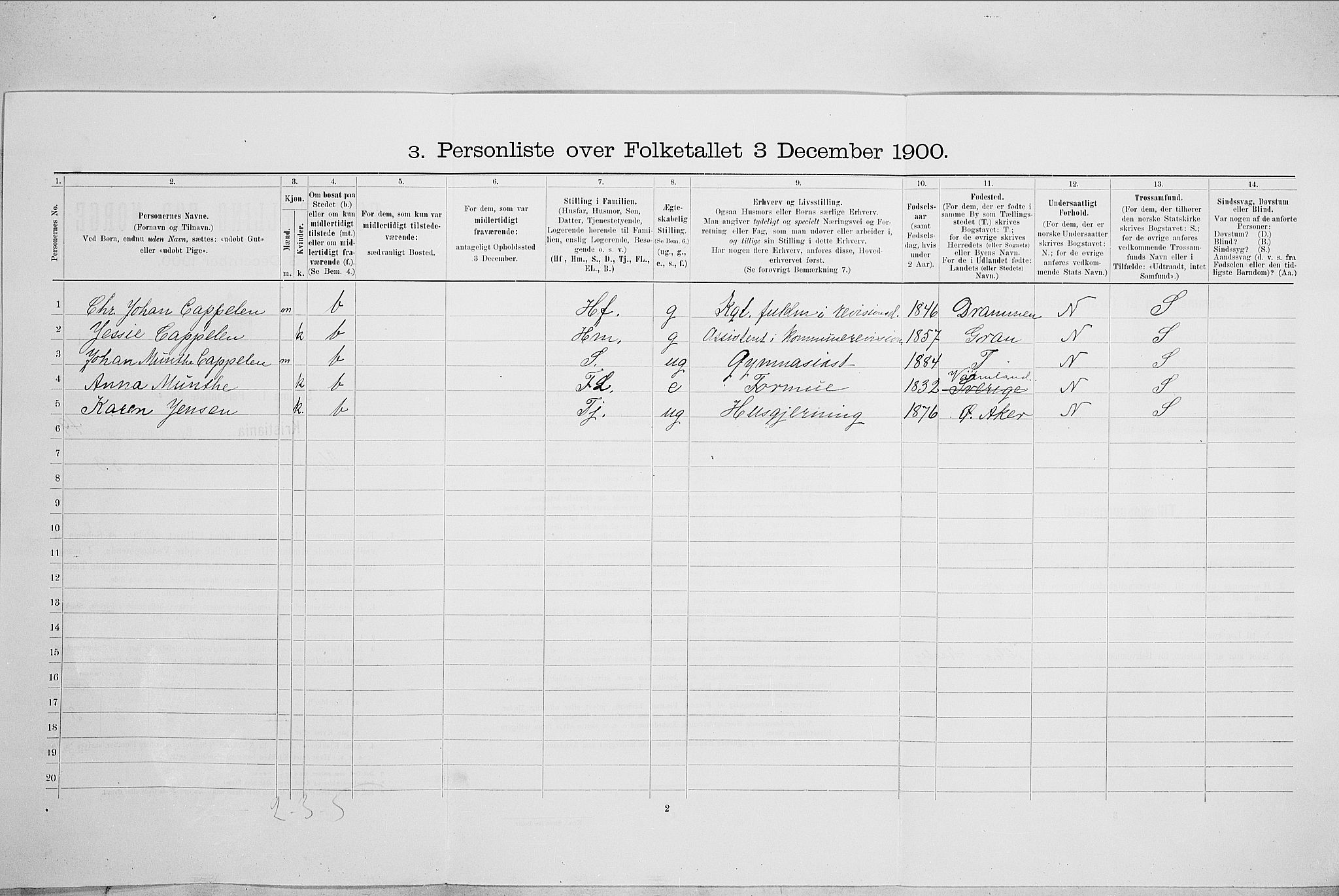 SAO, 1900 census for Kristiania, 1900, p. 61315