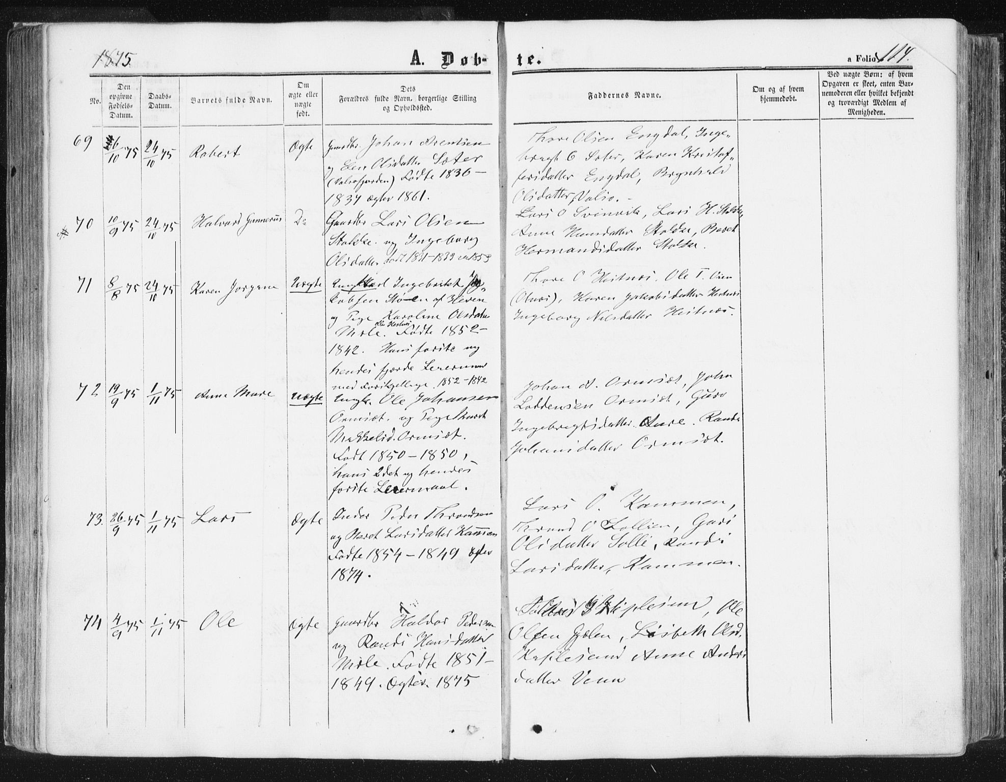 Ministerialprotokoller, klokkerbøker og fødselsregistre - Møre og Romsdal, AV/SAT-A-1454/578/L0905: Parish register (official) no. 578A04, 1859-1877, p. 114