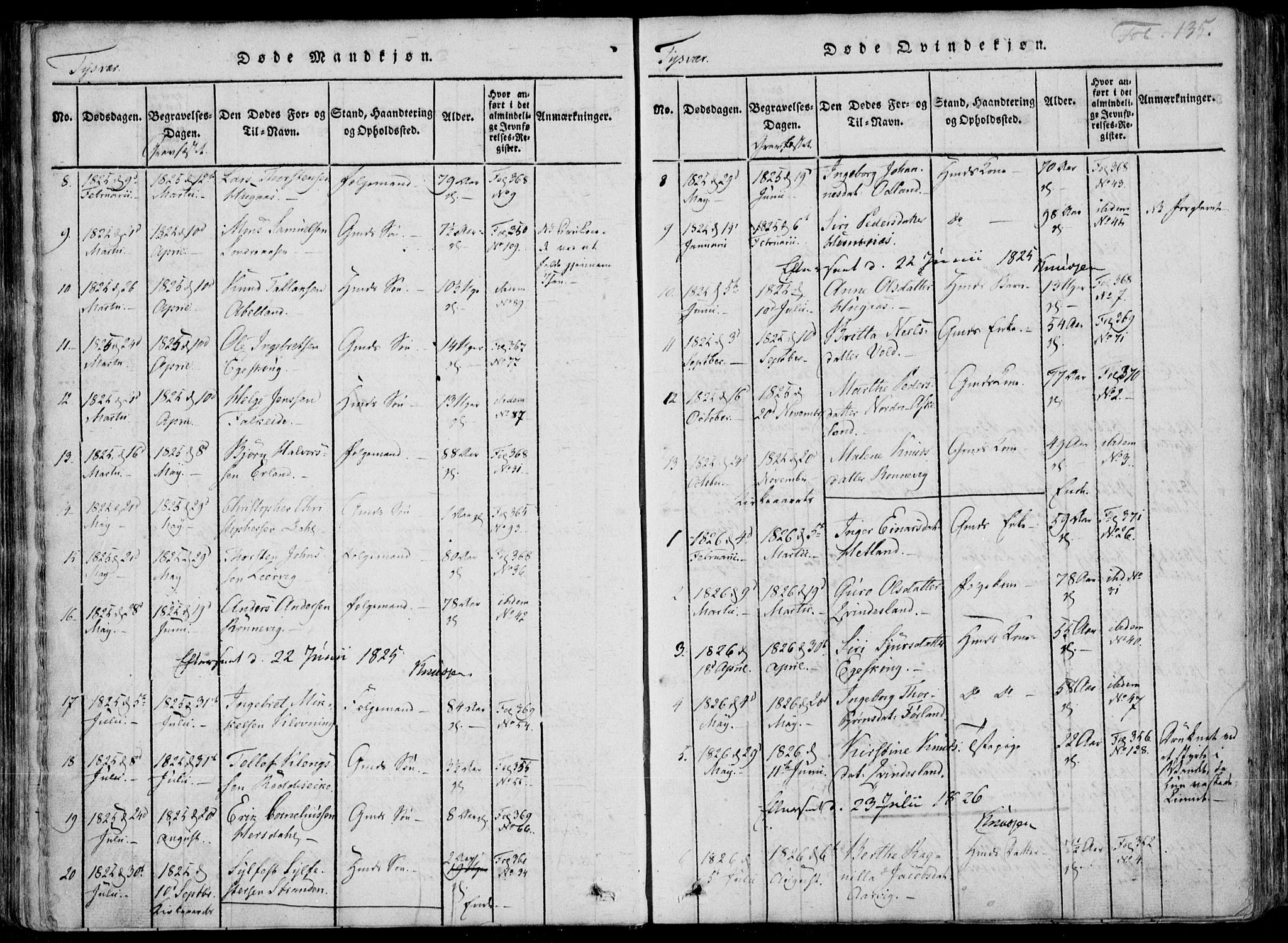 Skjold sokneprestkontor, AV/SAST-A-101847/H/Ha/Haa/L0004: Parish register (official) no. A 4 /1, 1815-1830, p. 135